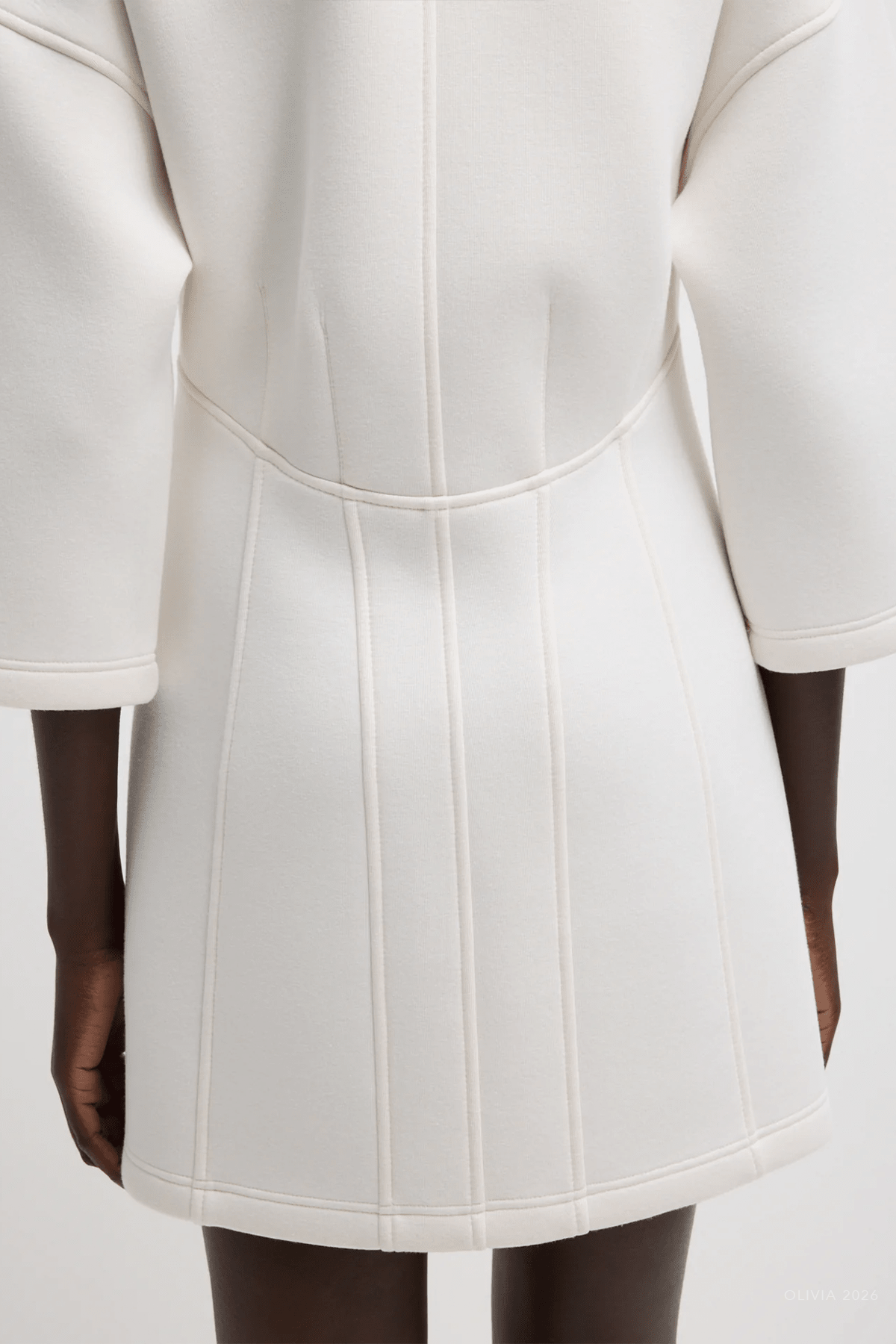 Bonded Viscose Zip Front Short Sleeve Slim Tunic in Ivory - shop - olivia.com