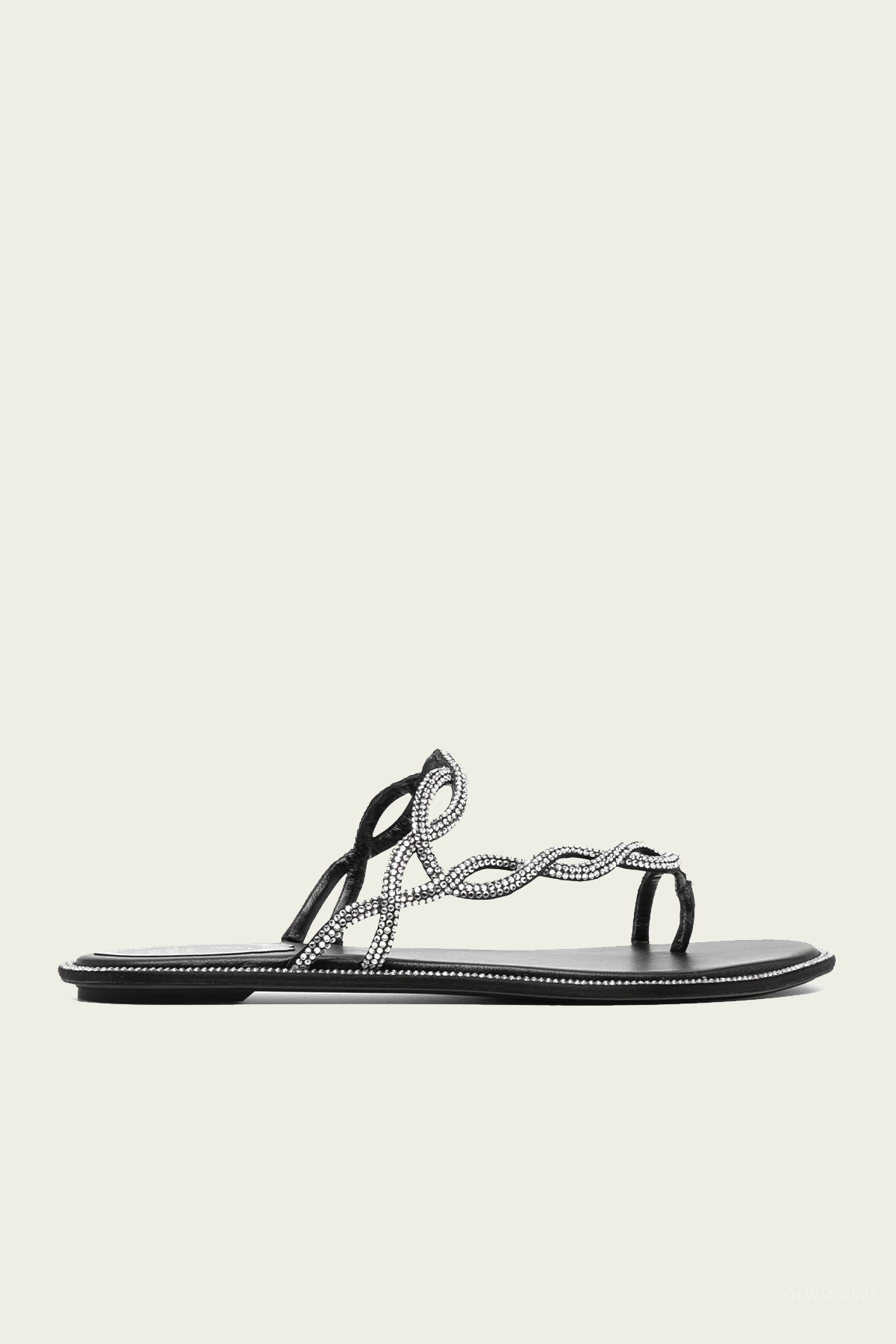 Braid Flat Sandal 10 in Black - shop - olivia.com