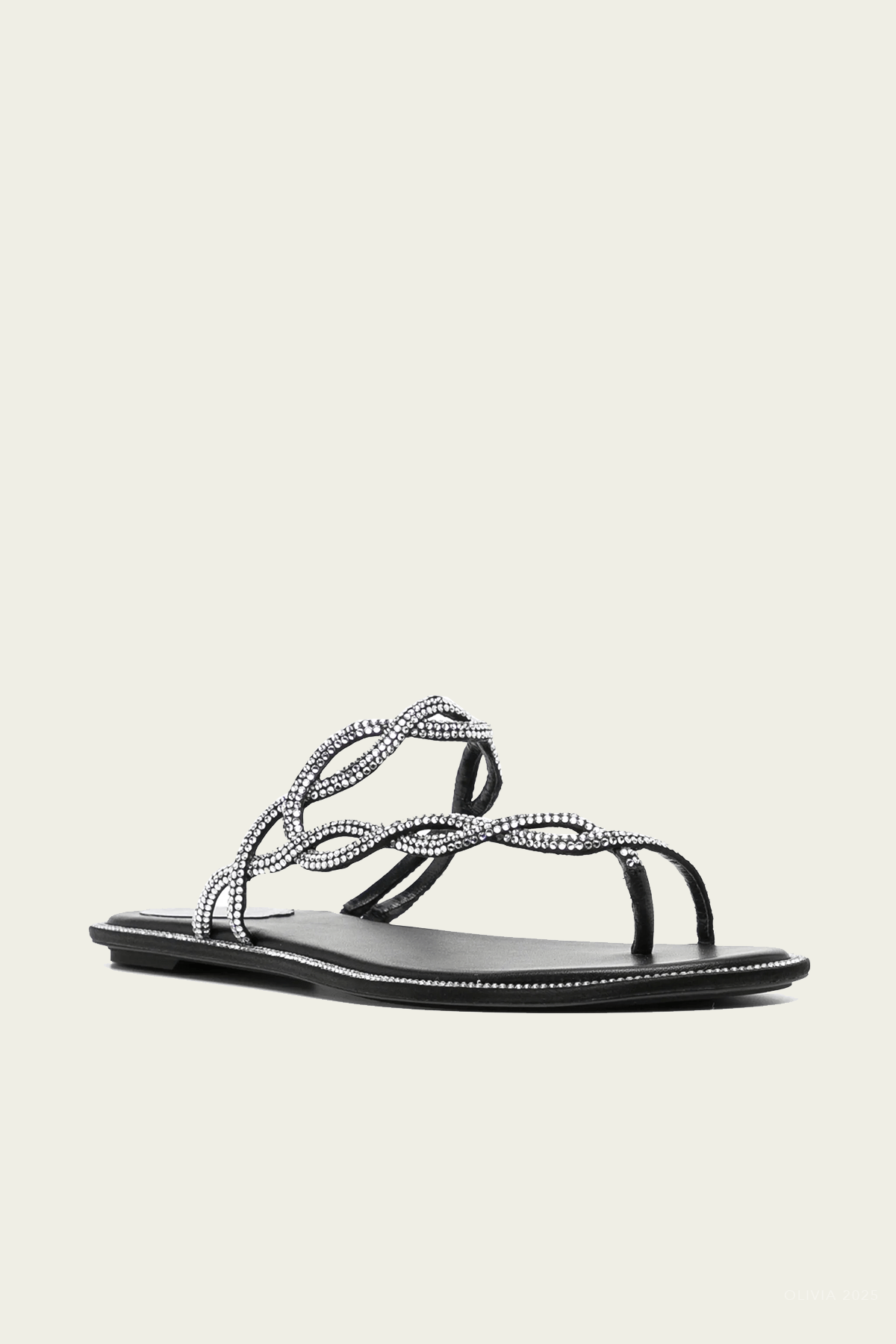 Braid Flat Sandal 10 in Black - shop - olivia.com