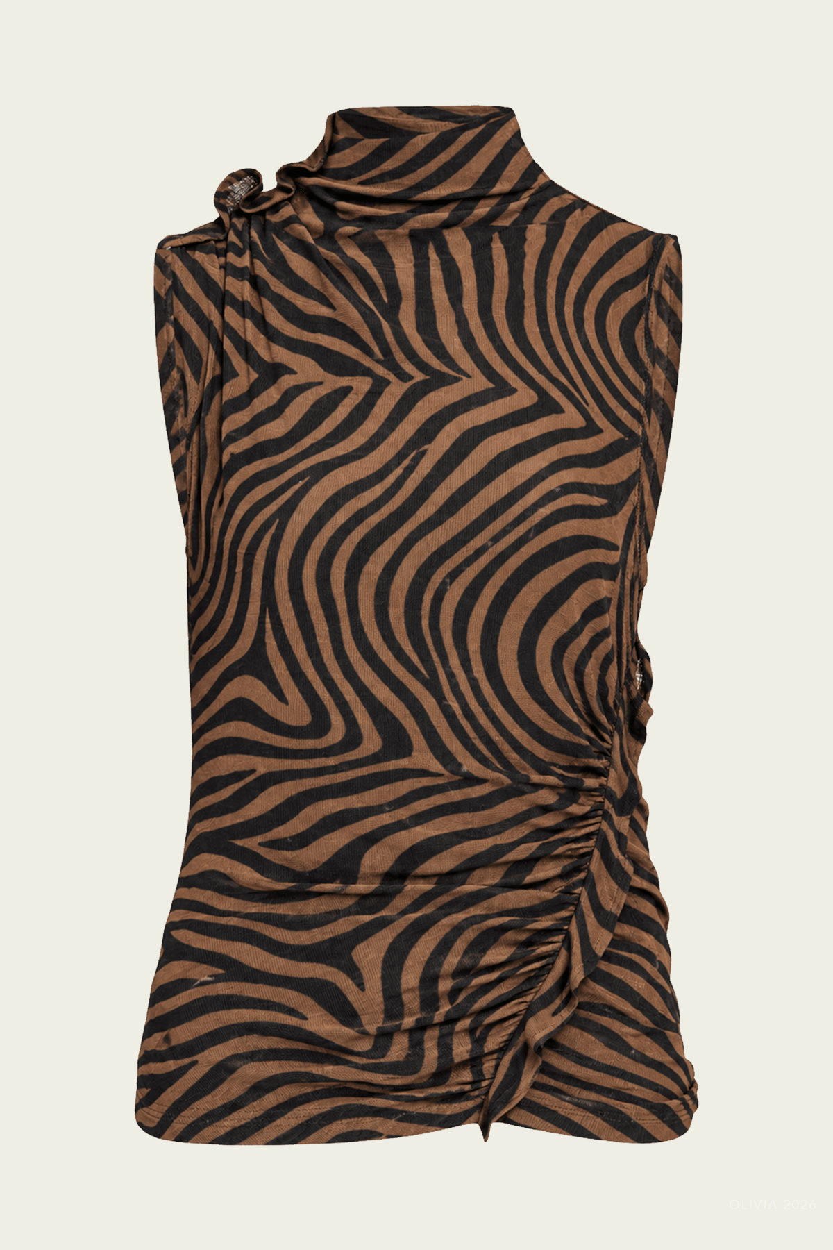 Briana Ziger-Print Top in Ochre Black - shop-olivia.com