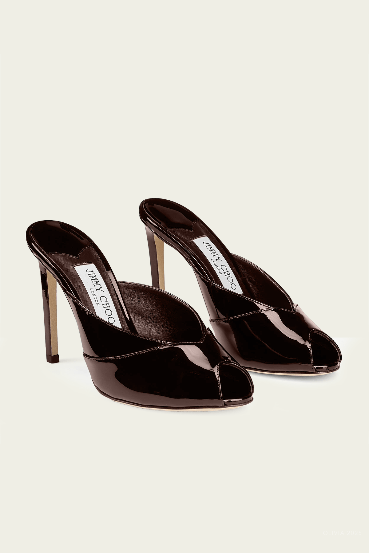 Brigitte Patent Mule 100 in Chocolate - shop - olivia.com
