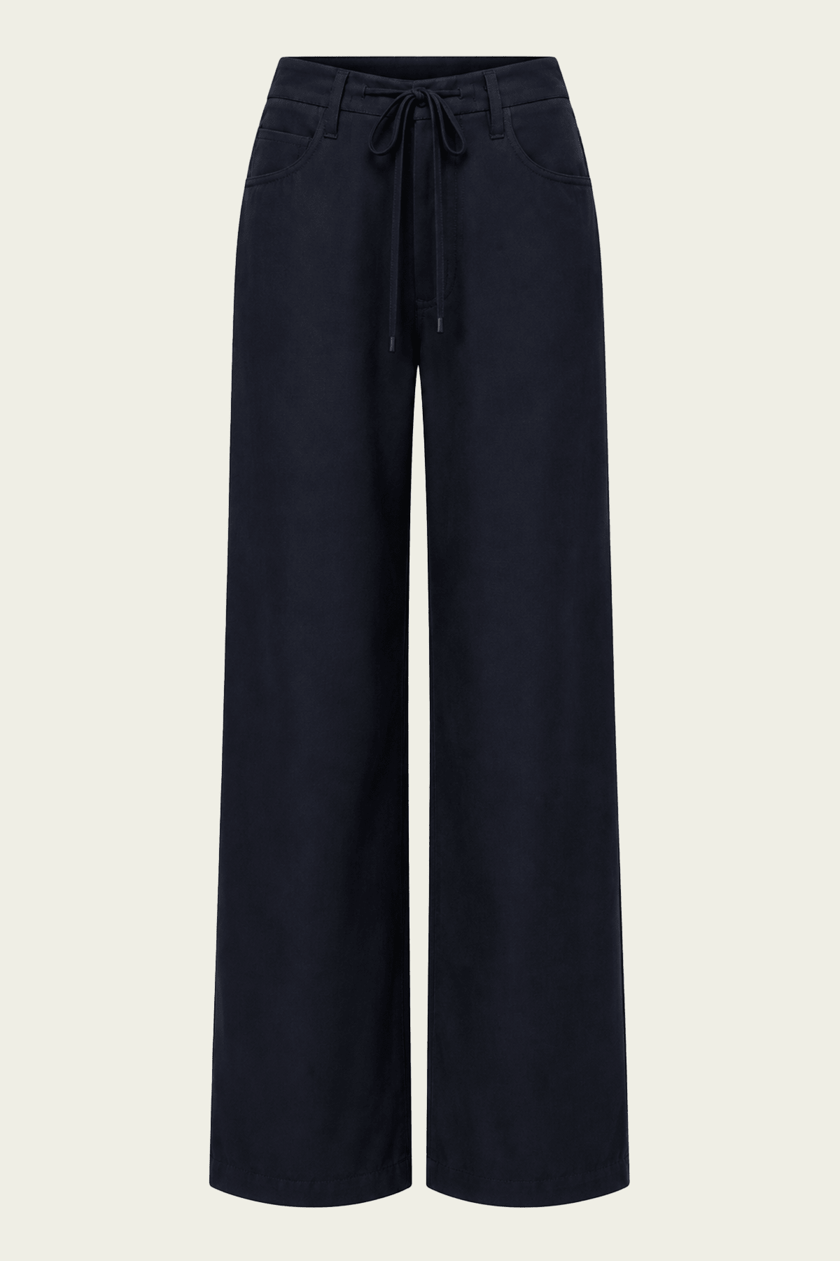 Brynn Drawstring Italian Virgin Wool Trouser in Navy - shop-olivia.com