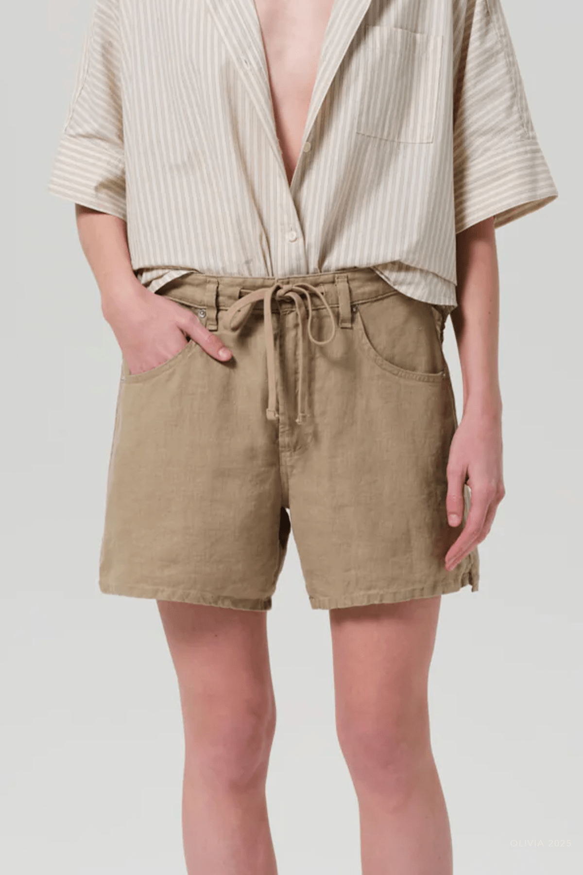Brynn Drawstring Linen Short In Gobi - shop - olivia.com