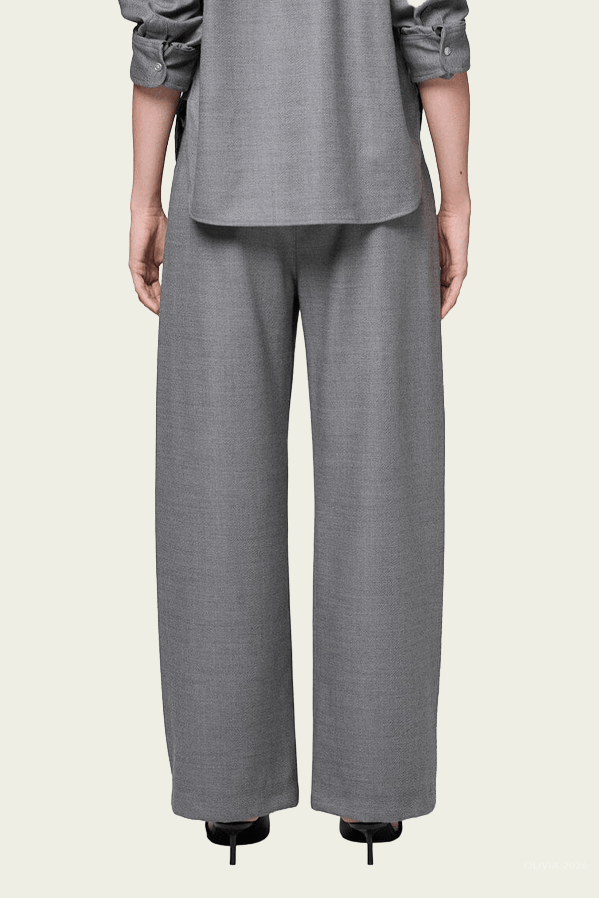 Brynn Felted Wool Trouser in Gris - shop-olivia.com