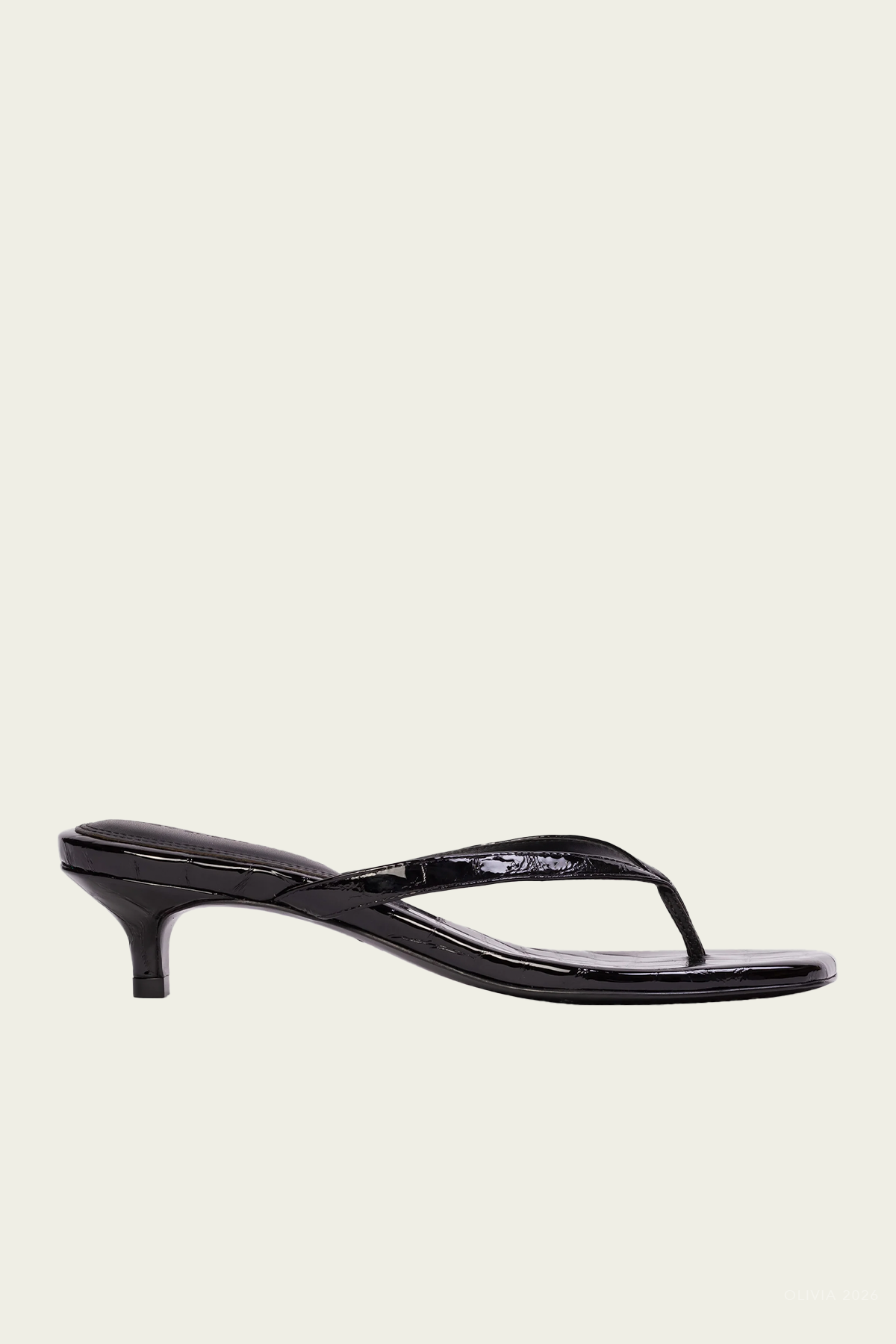 Kendal 35 Sandal in Black Croc Patent