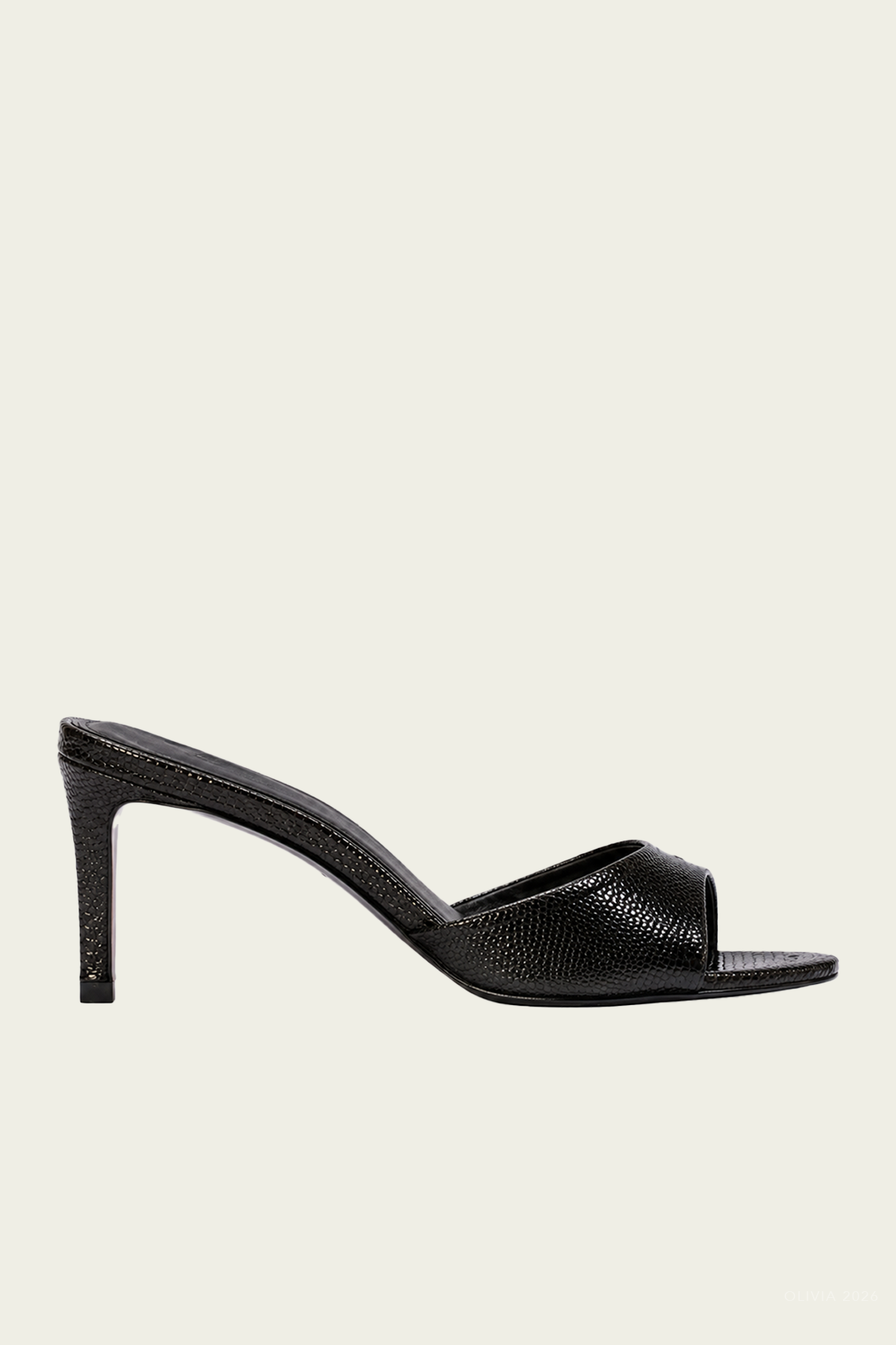 Freddie 65 Mule in Black Lizard
