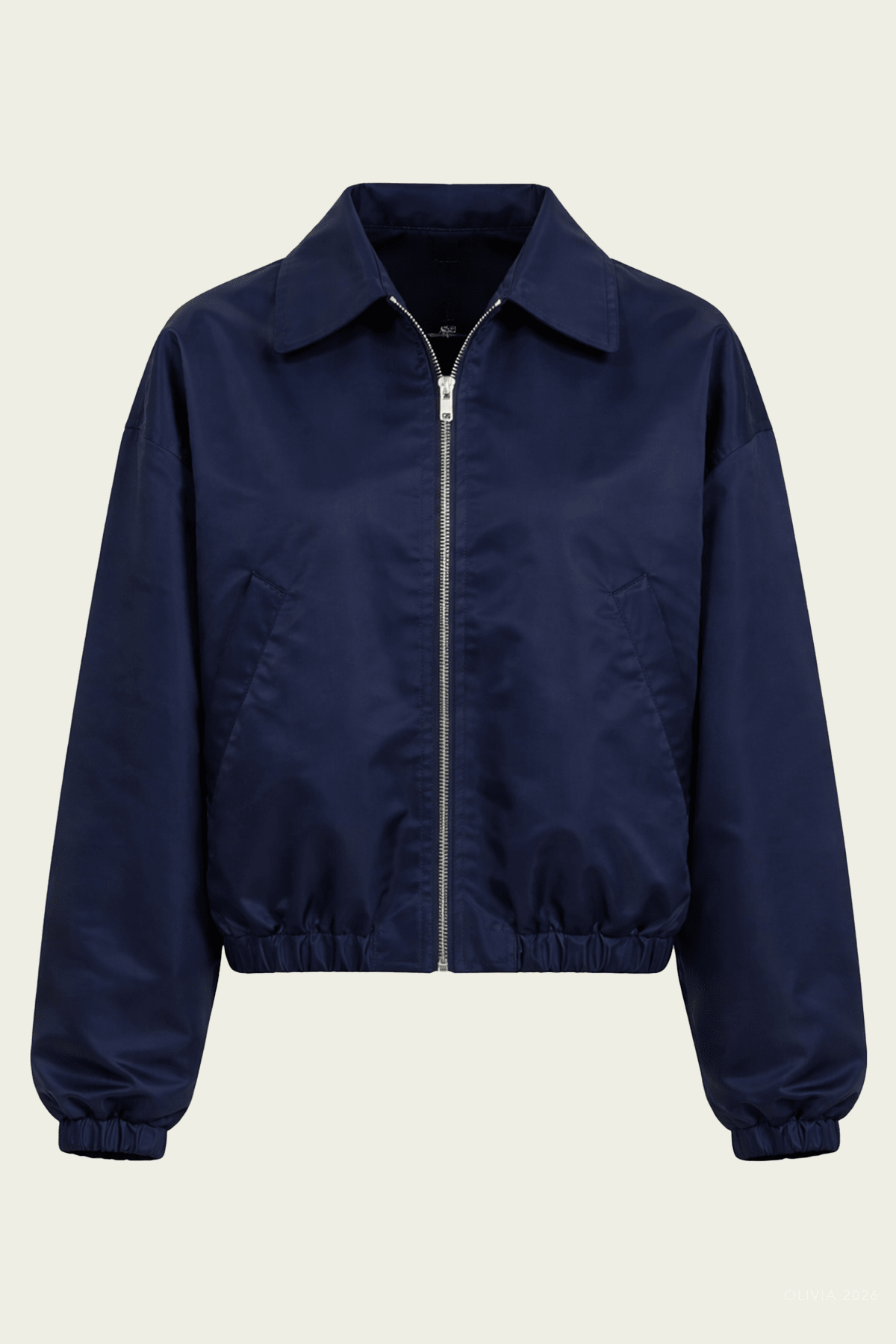Bubble Hem Bomber Jacket in Navy - shop - olivia.com