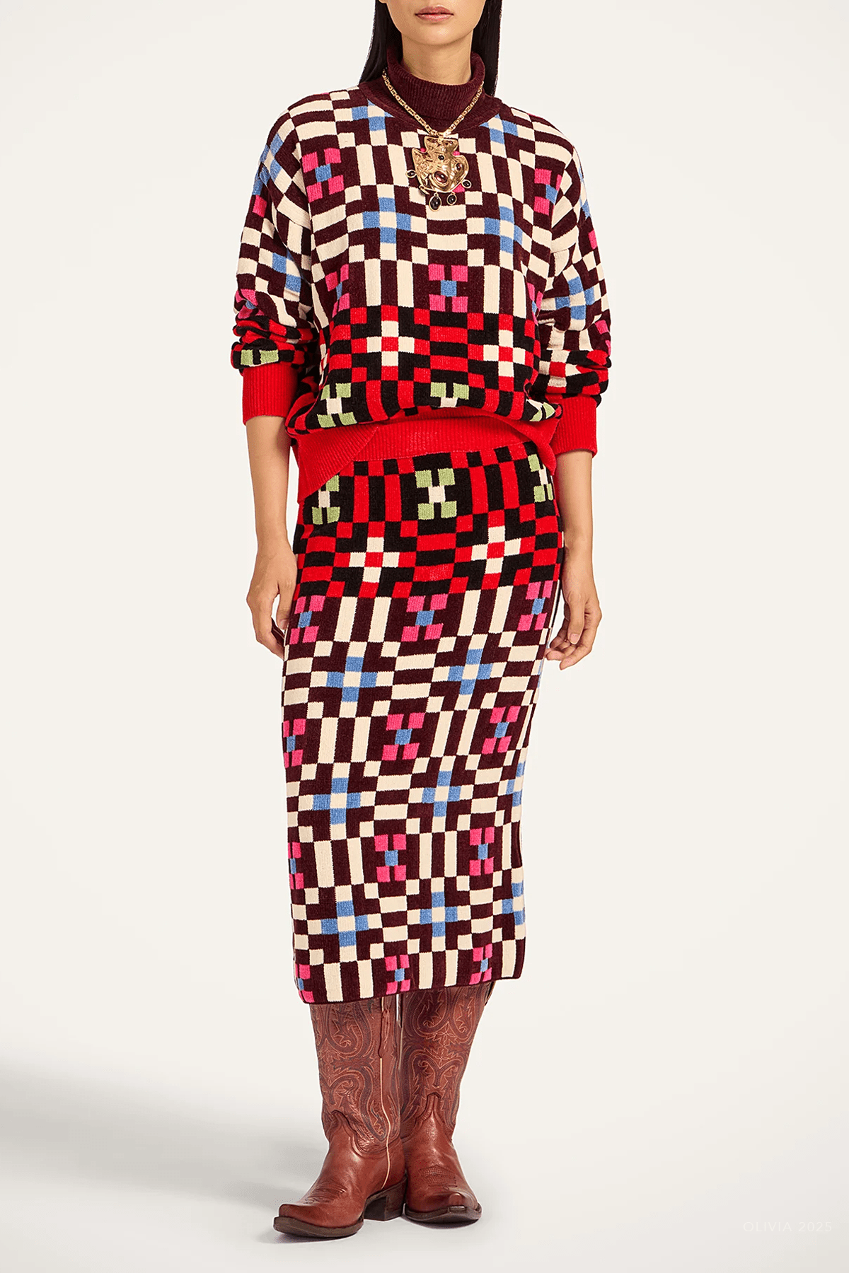 Byte Skirt in Multicolor Pink & Blue - shop - olivia.com