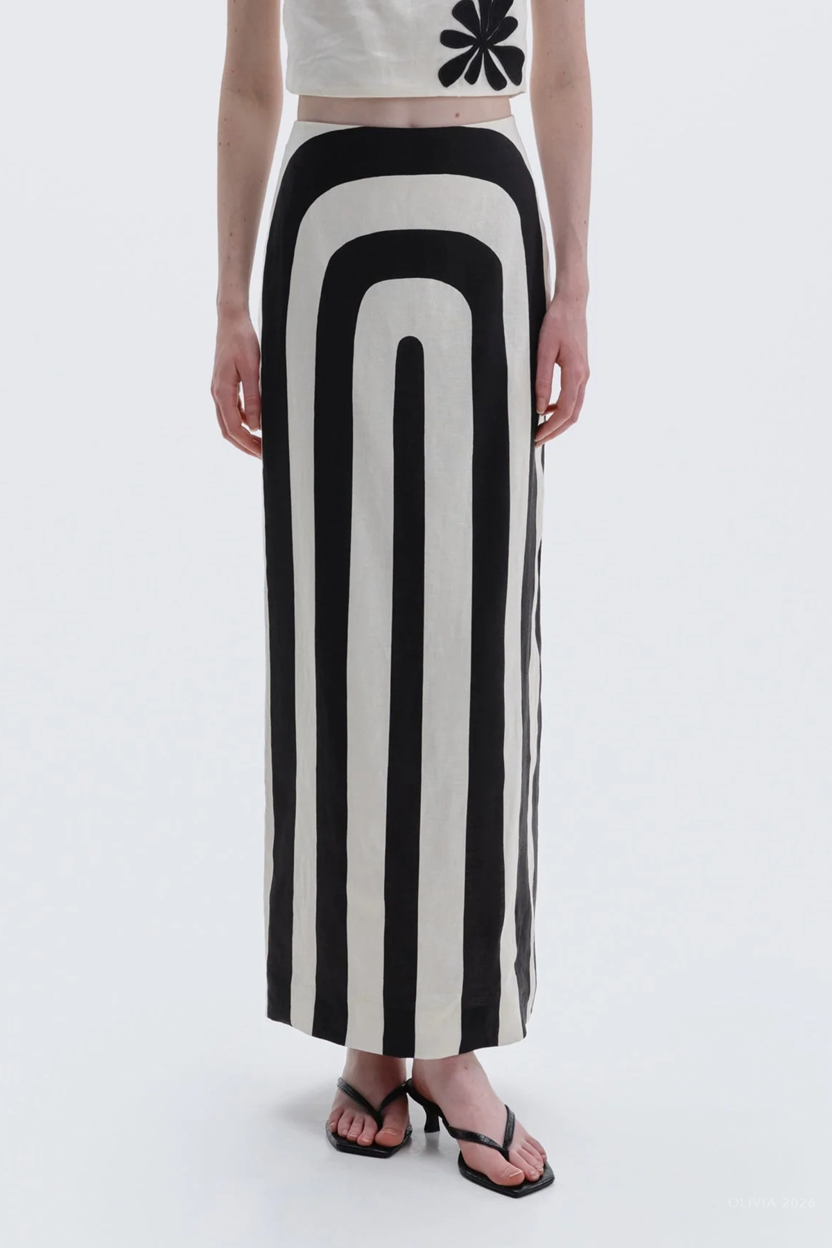 Bruna Midi Skirt in Arco Black White