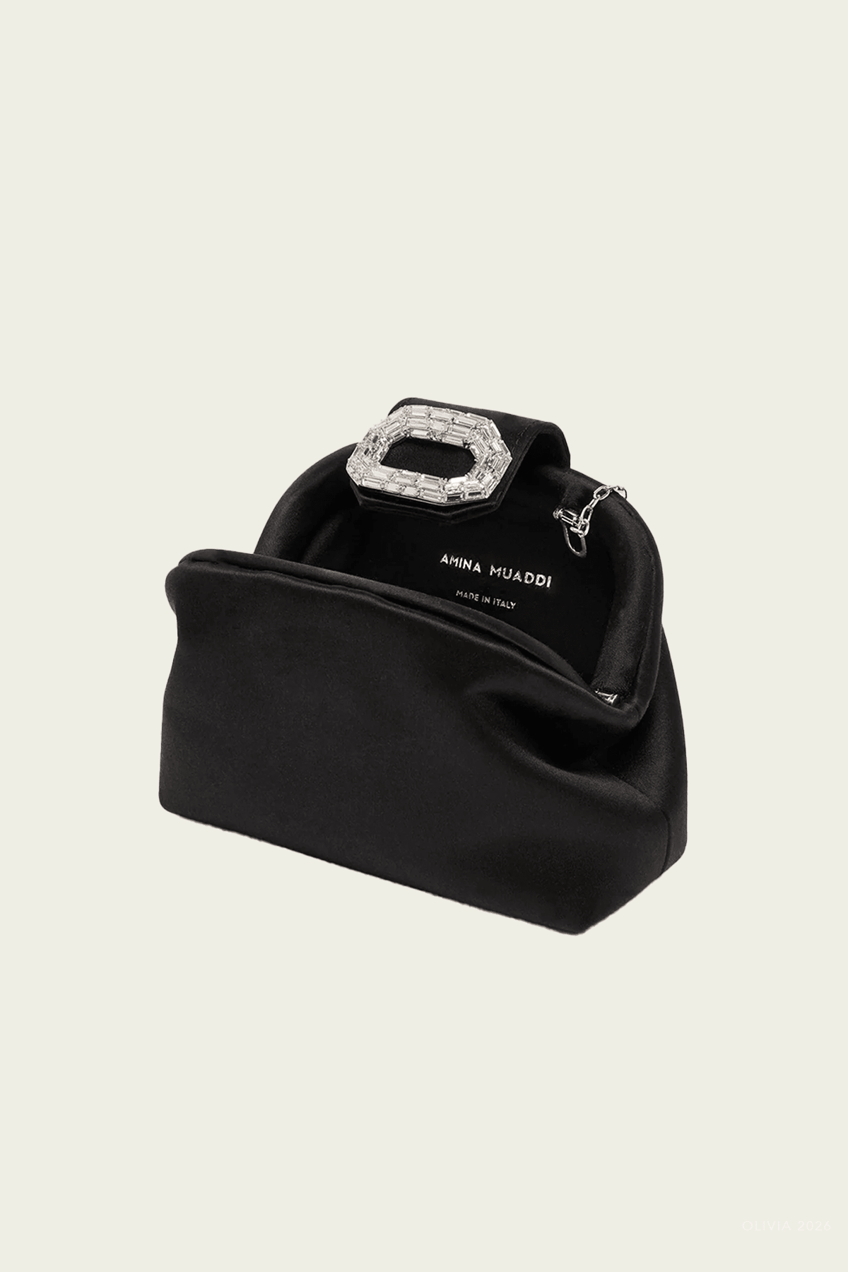 Camelia Satin Micro Clutch in Black - shop-olivia.com