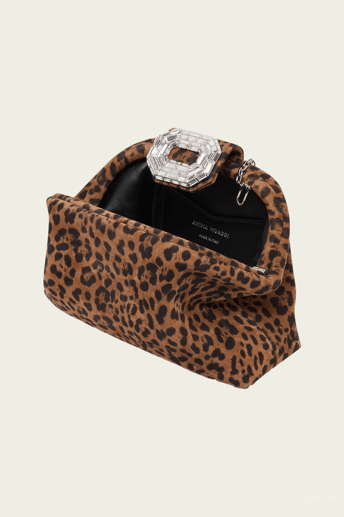 Camelia Suede Clutch in Leopard - shop-olivia.com