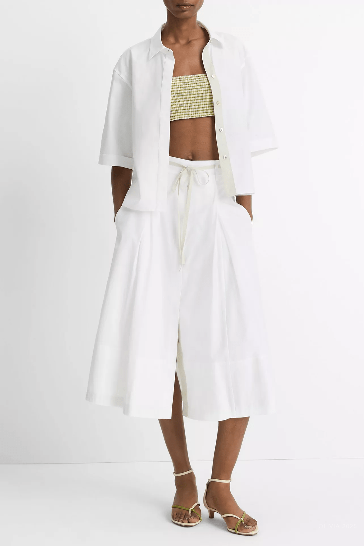 Canvas Tape Cotton Skirt in Optic White - shop - olivia.com