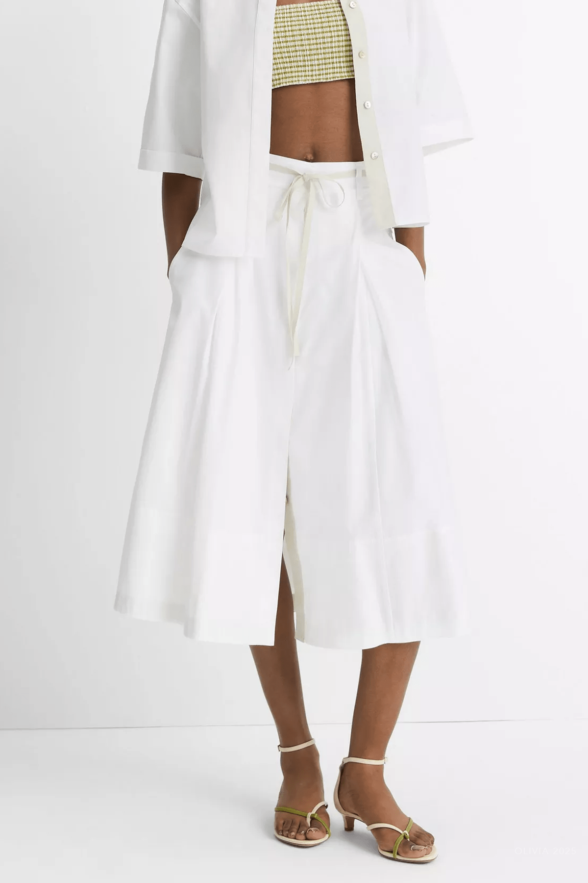Canvas Tape Cotton Skirt in Optic White - shop - olivia.com