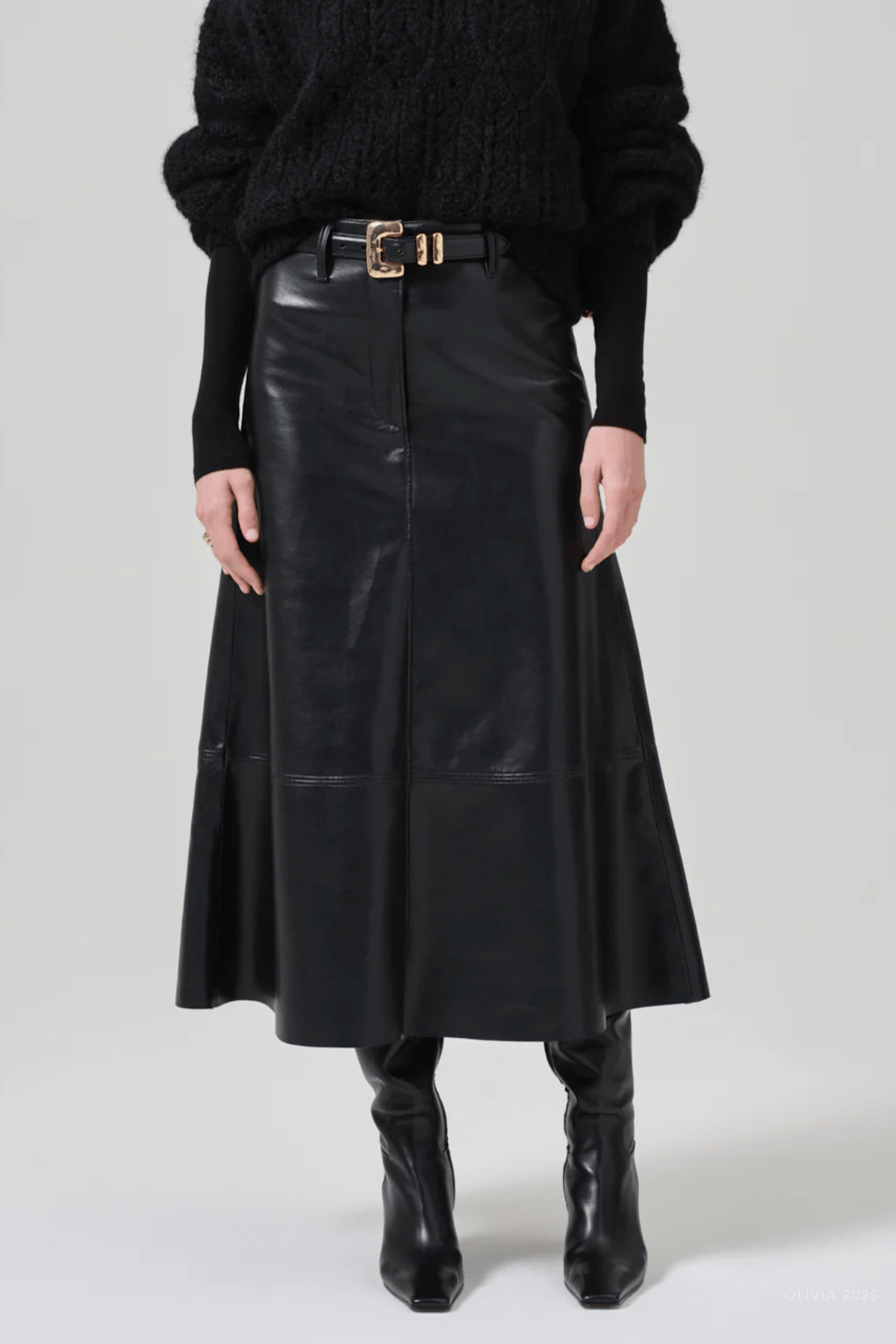 Cassia Leather Skirt in Black - shop - olivia.com