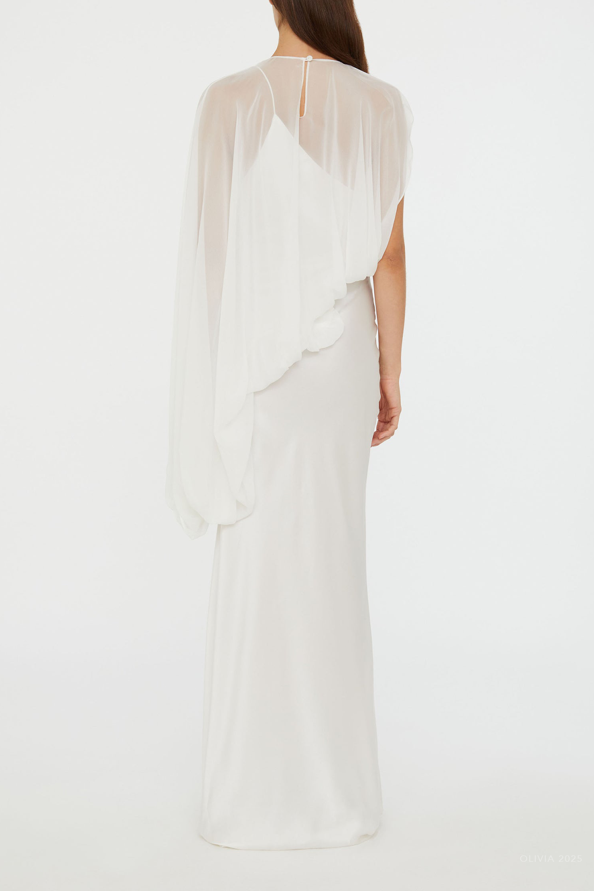 Cumulus Draped Sleeve Dress in White