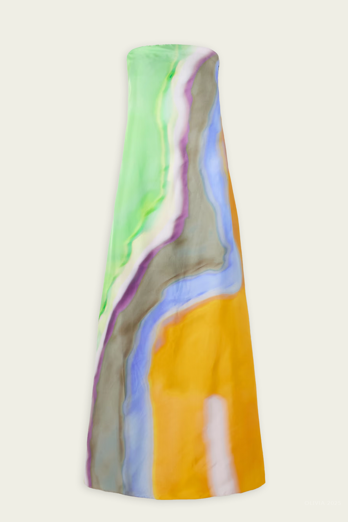 Aura Silk Strapless Dress in Tangelo Aura Print