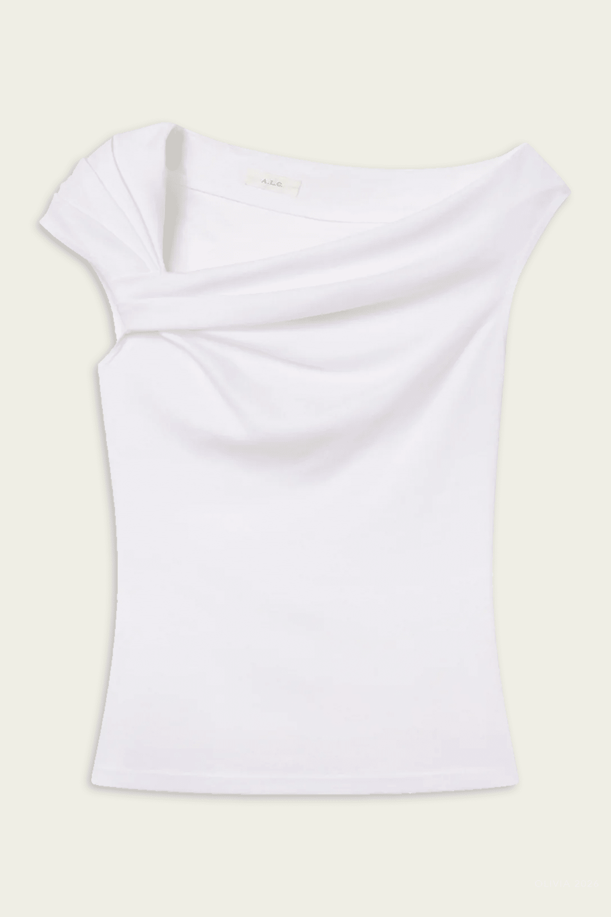 Cece Off-Shoulder Tee in White - shop-olivia.com