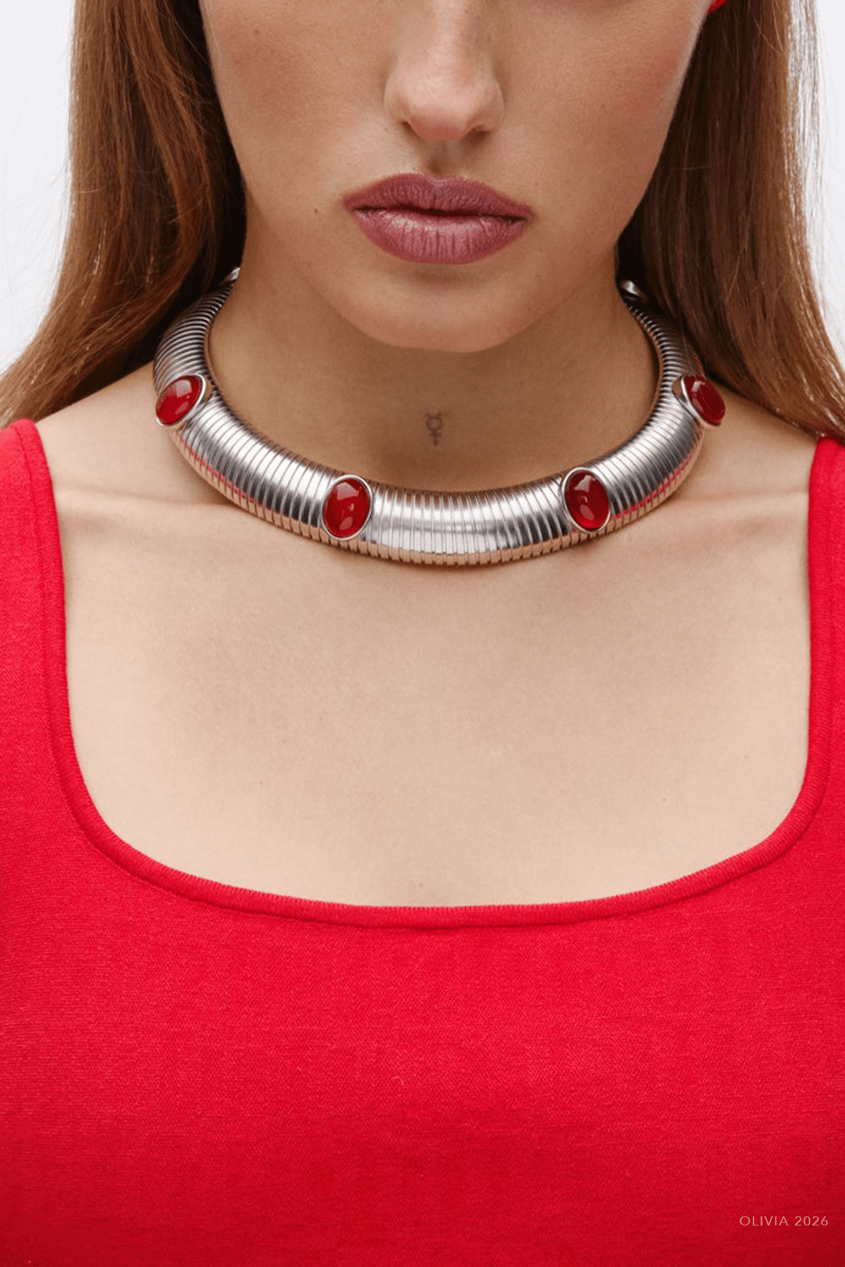 Celeste Necklace in Silver Red - shop - olivia.com