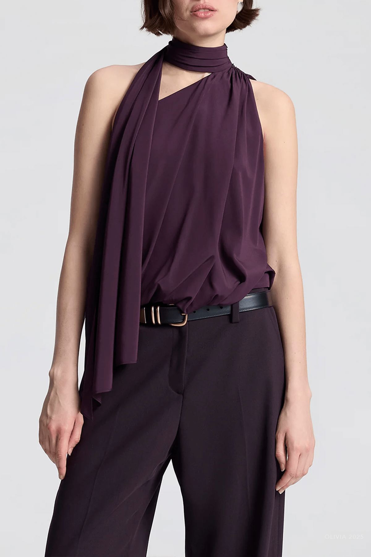 Celeste Silk Top in Deep Plum - shop - olivia.com