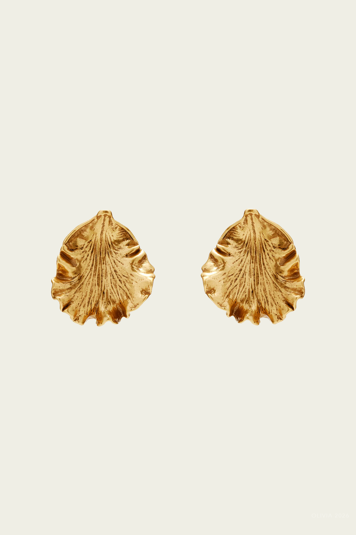 Iris Leaf Earrings in Antique Brass