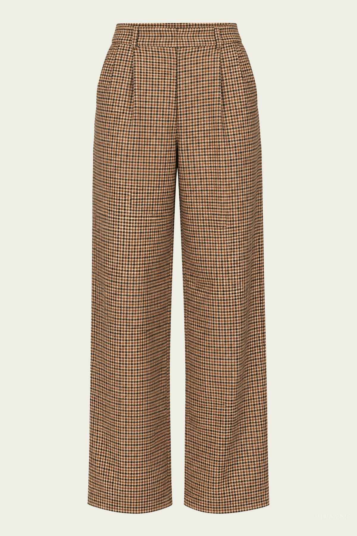 Check Trousers in Brown Plaid - shop-olivia.com