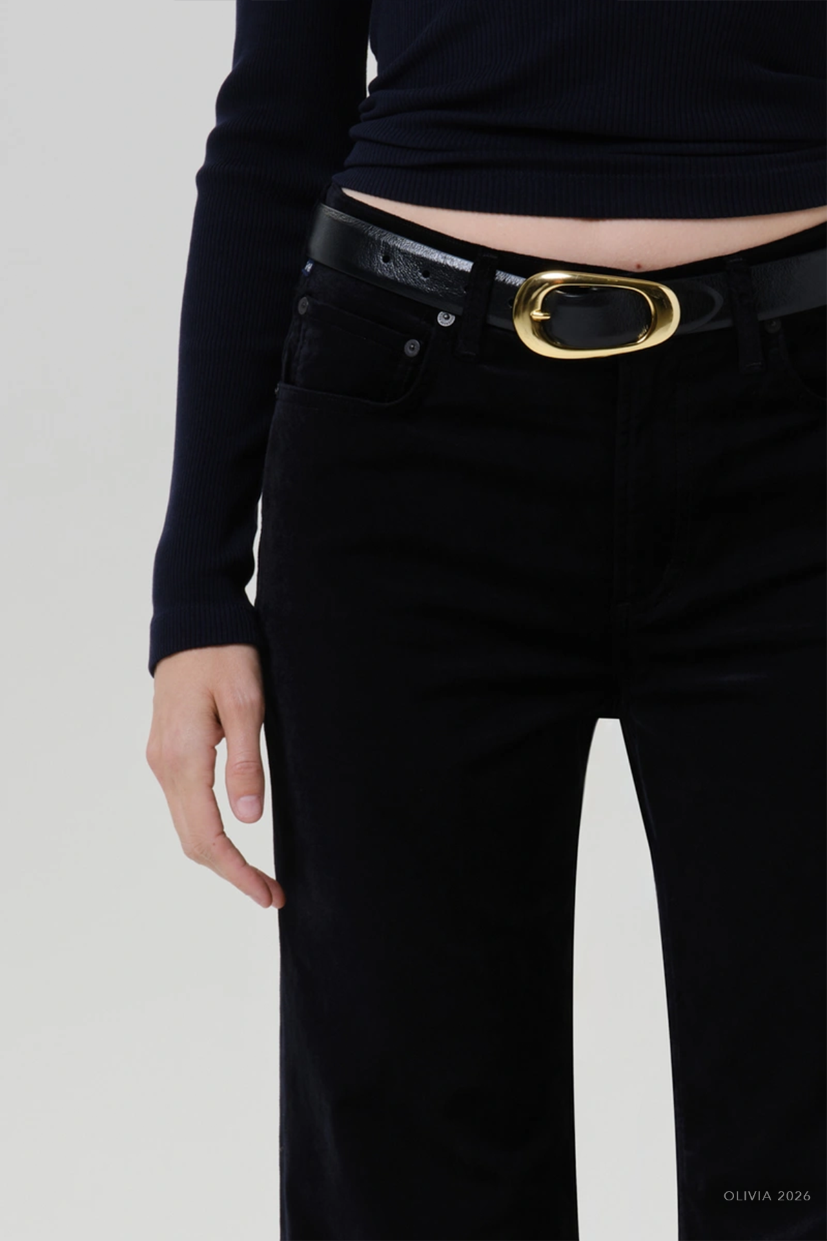 Kimberly 70's Flare Velvet in Onyx