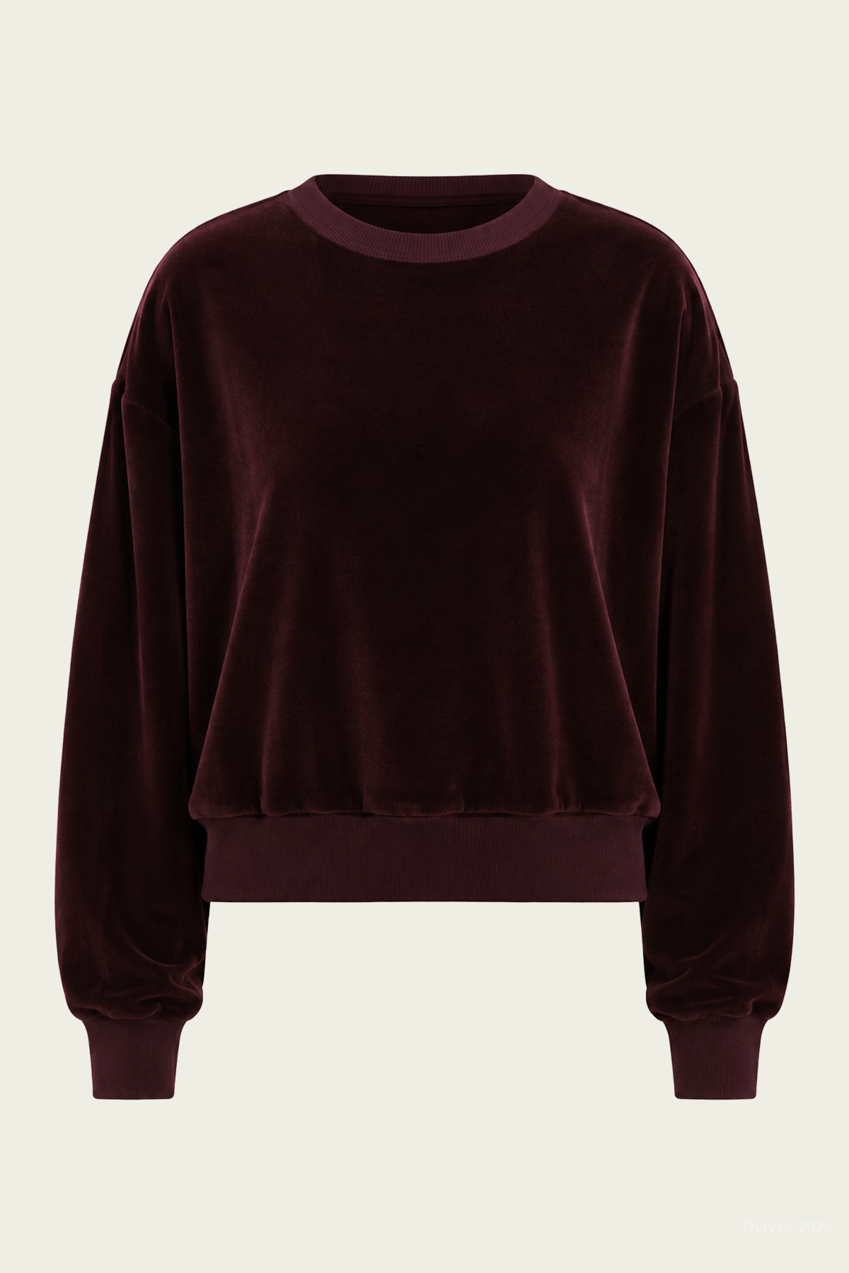 Vintage Velour Crewneck in Burgundy
