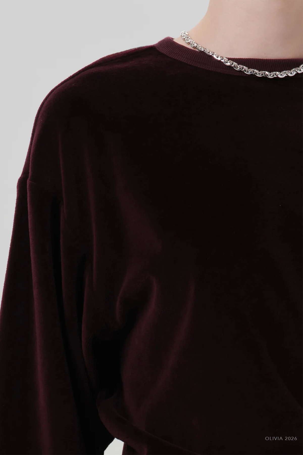 Vintage Velour Crewneck in Burgundy