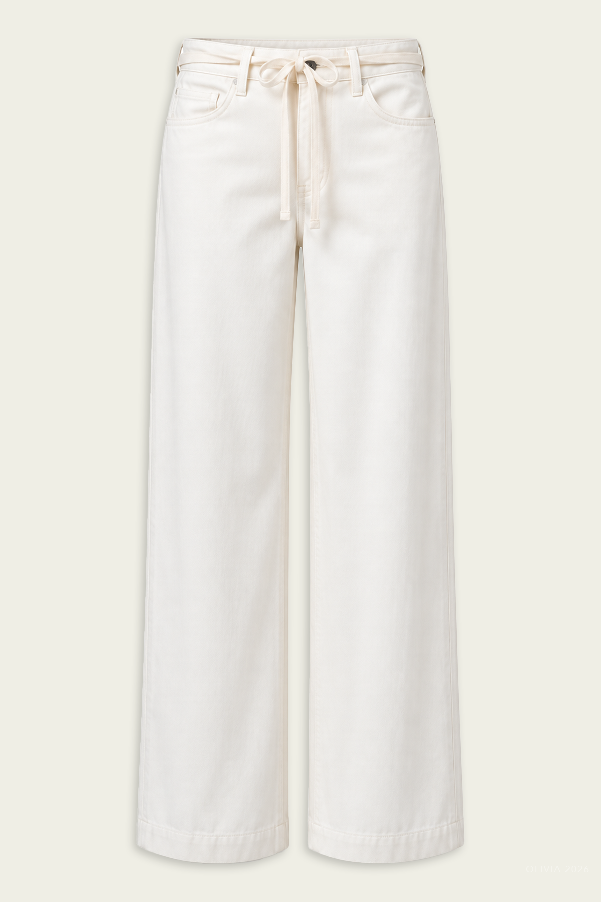 Brynn Drawstring Trouser in Winter White