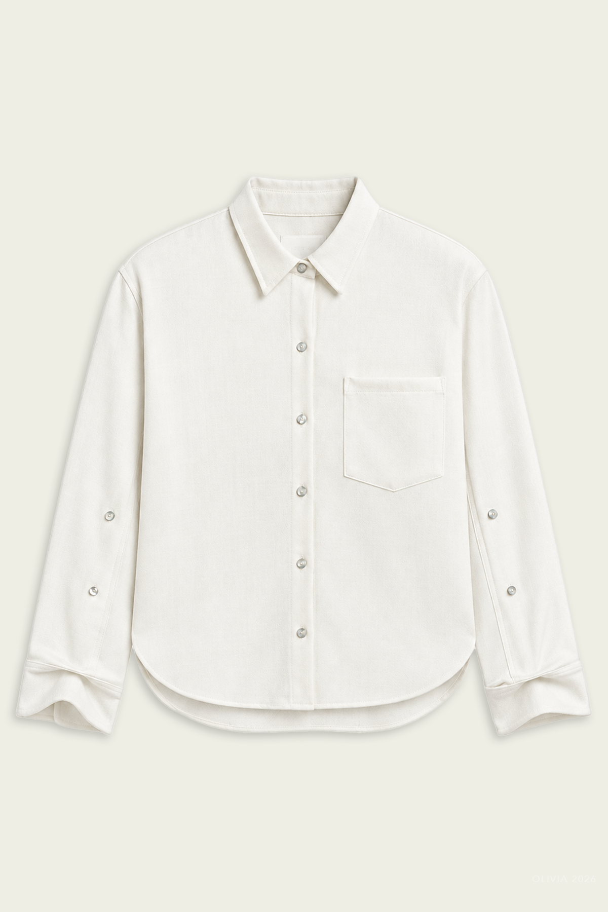 Kayla Shrunken Felted Wool Shirt in Winter White