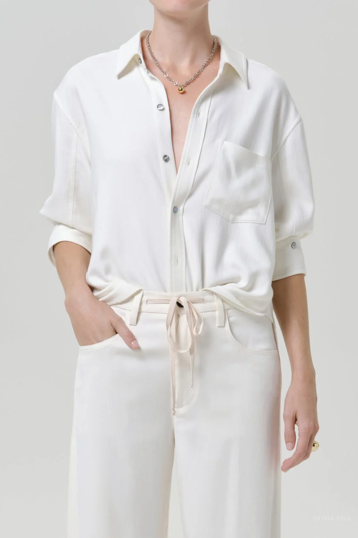 Kayla Shrunken Felted Wool Shirt in Winter White