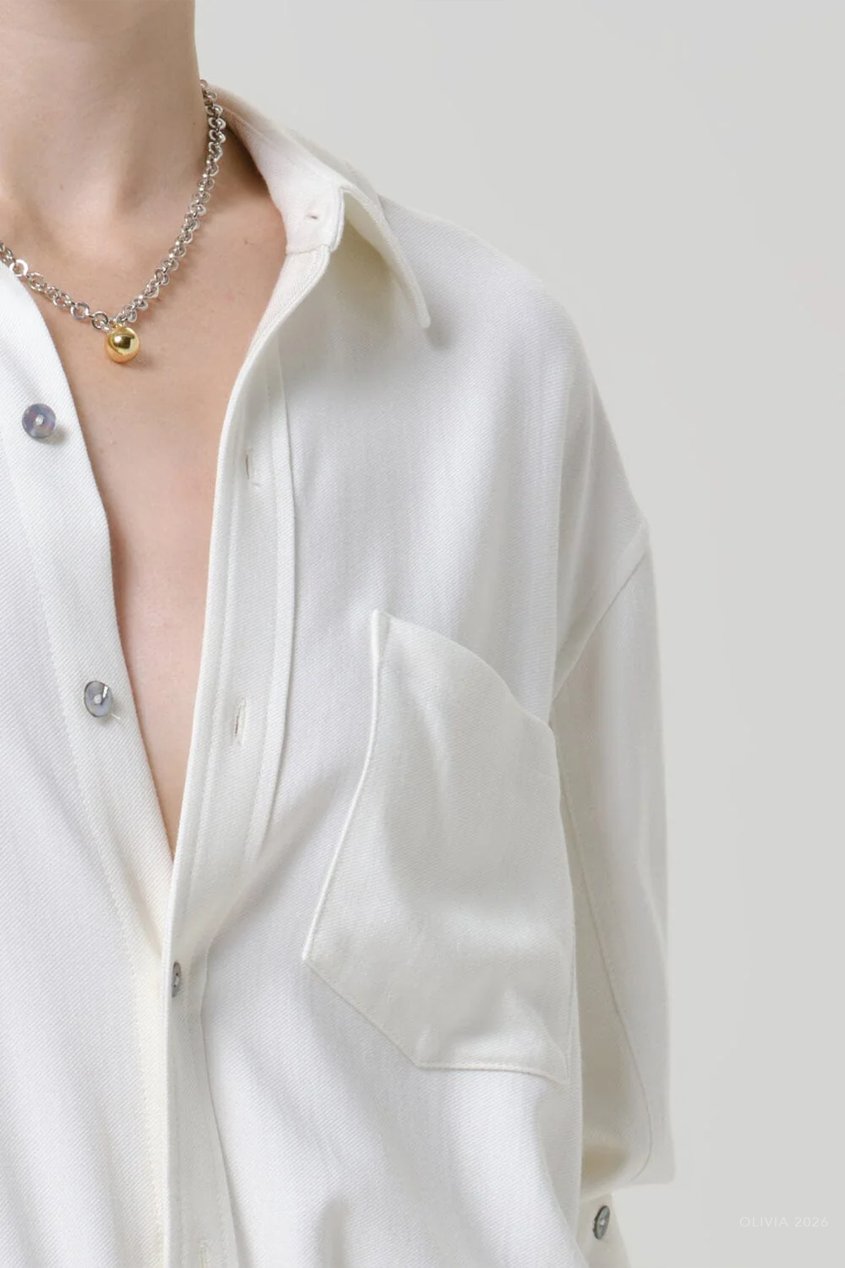 Kayla Shrunken Felted Wool Shirt in Winter White