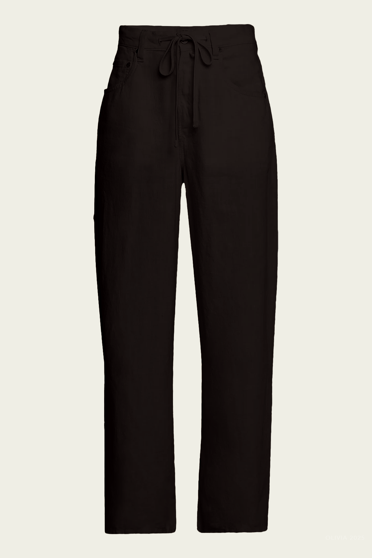 Brynn Drawstring Linen Trouser in Chocolate