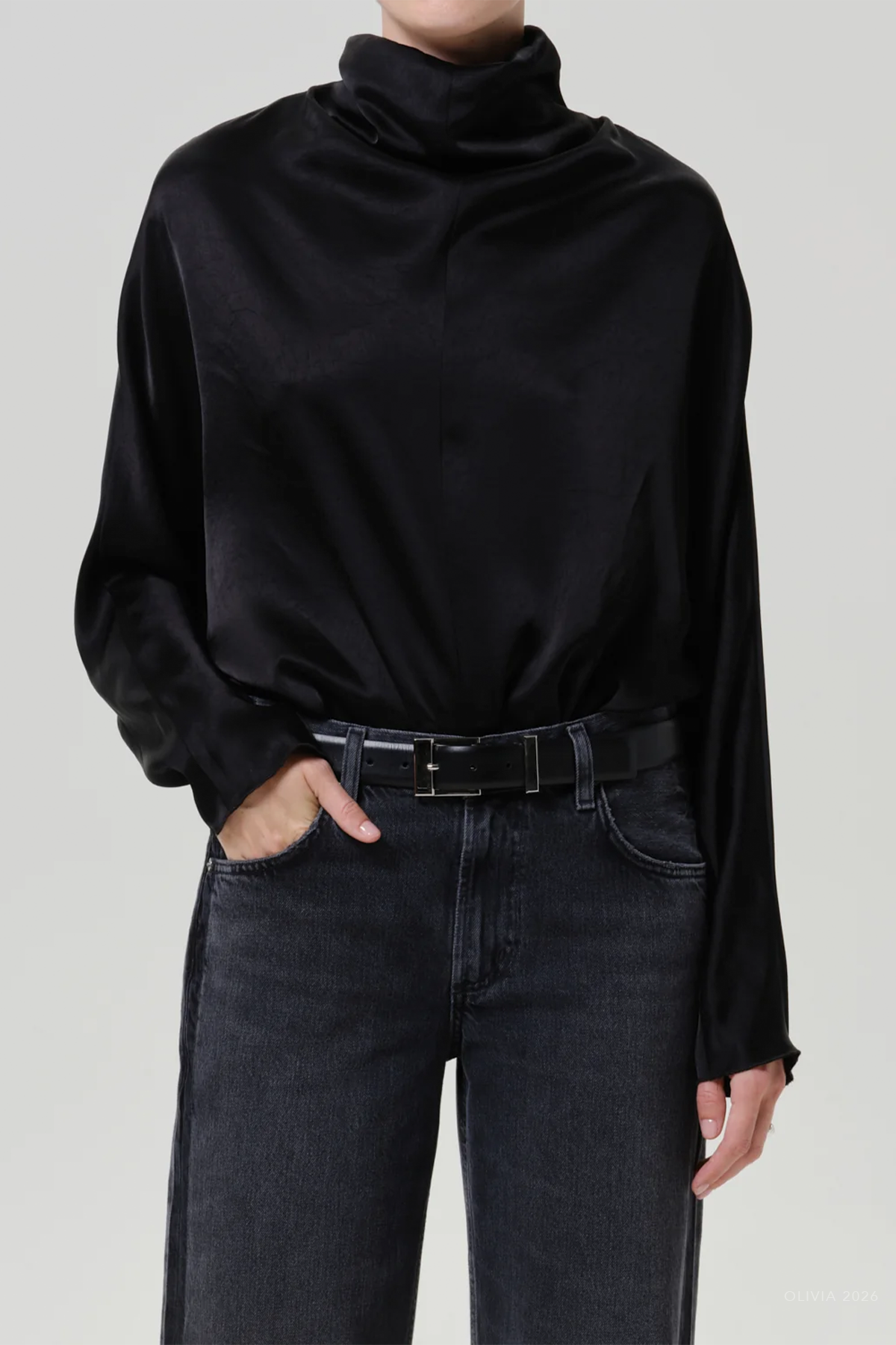 Ilaria Draped Top in Black