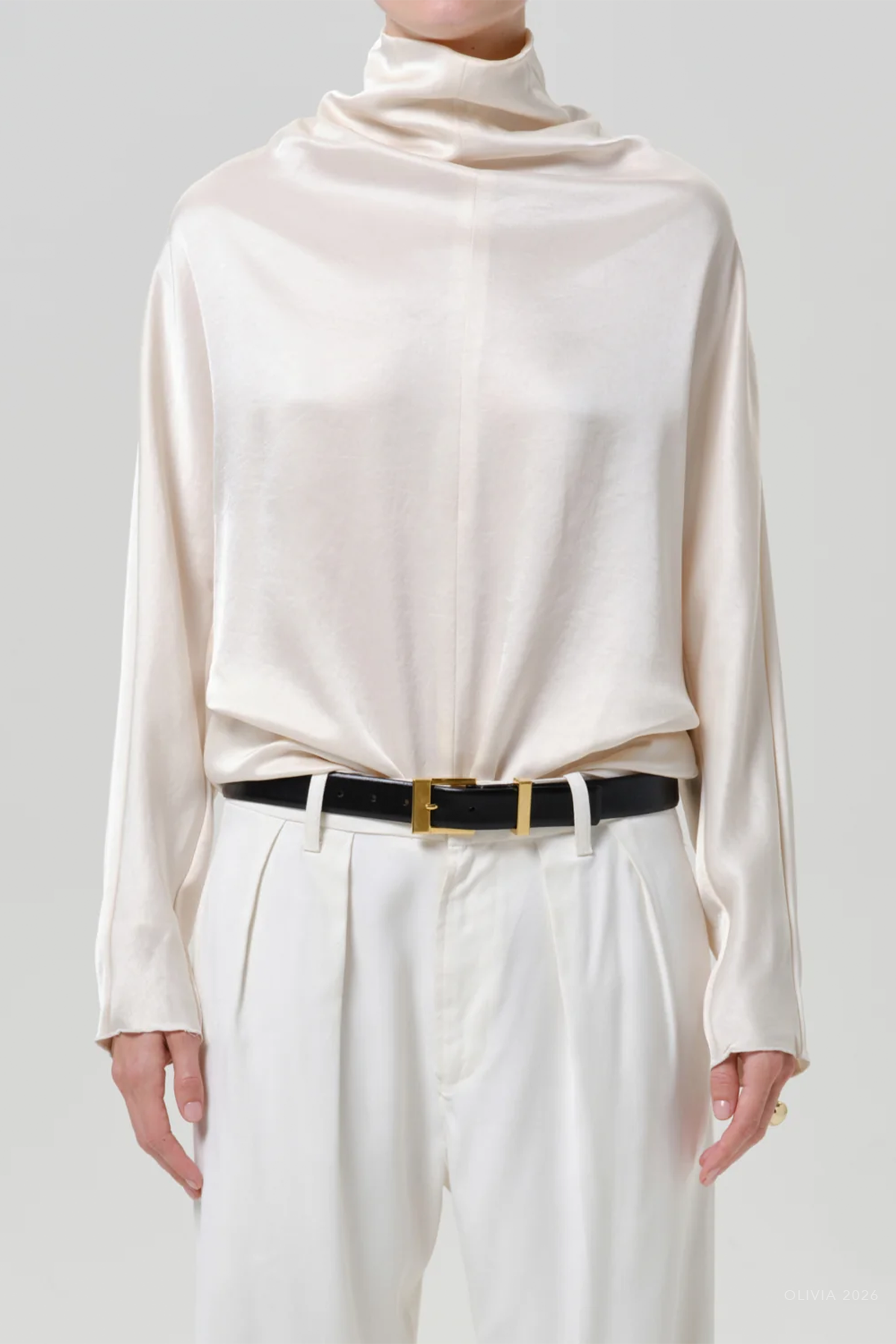 Ilaria Draped Top in Cream