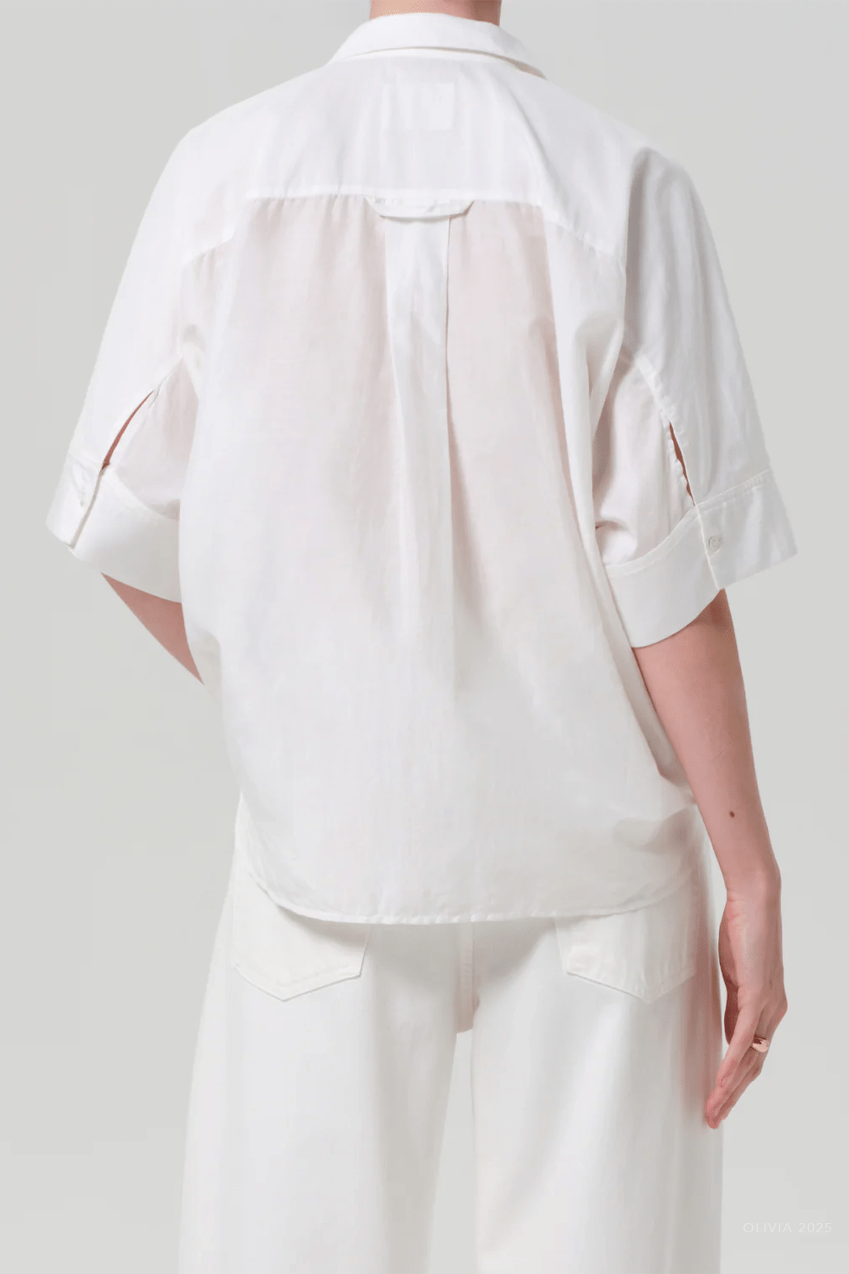Claire Shirt with Lace Inset in White - shop - olivia.com
