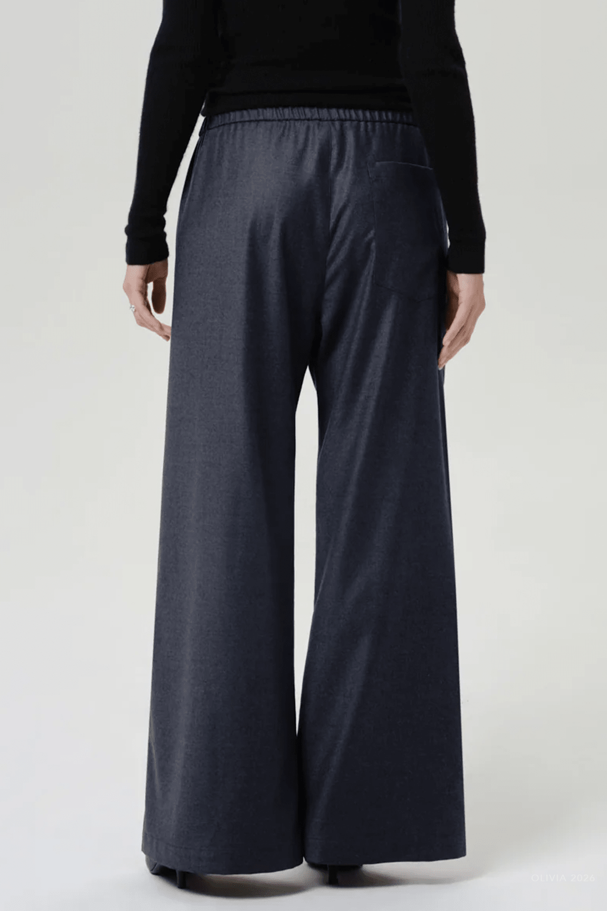 Clara Pull On Wool Pant in Heather Grey - shop-olivia.com