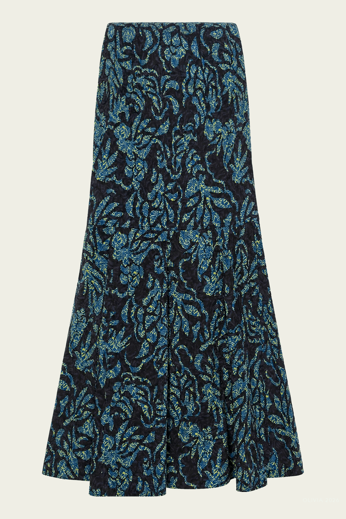 Clarisse Trumpet Midi Skirt in Midnight - shop-olivia.com