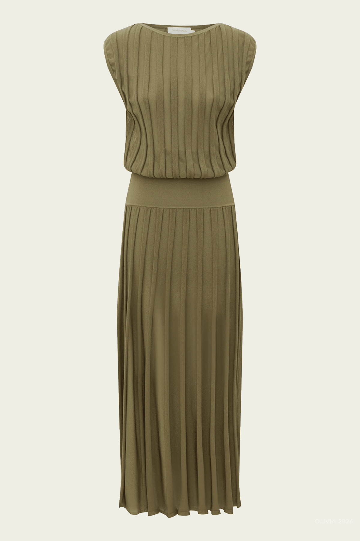 Clash Stripe Billow Dress in Olive - shop-olivia.com