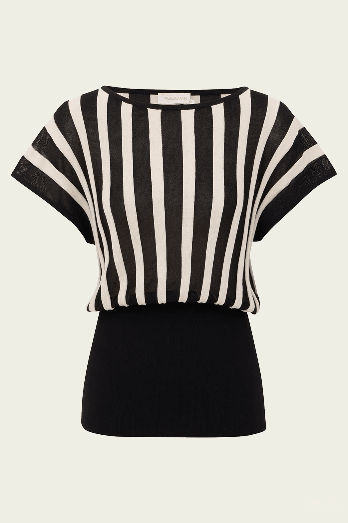 Clash Stripe Billow Top in Black Cream - shop-olivia.com