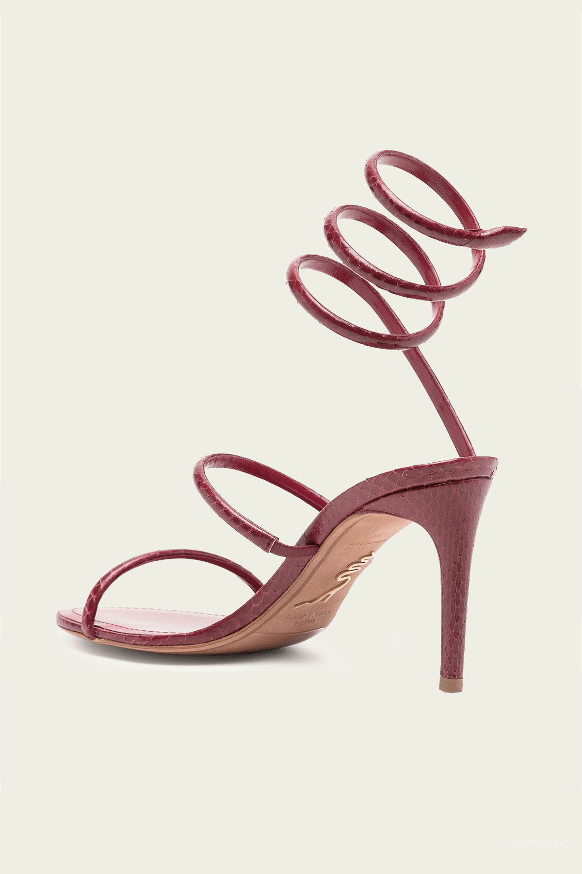 Cleo Ayers Leather Sandal 80 in Burgundy - shop - olivia.com