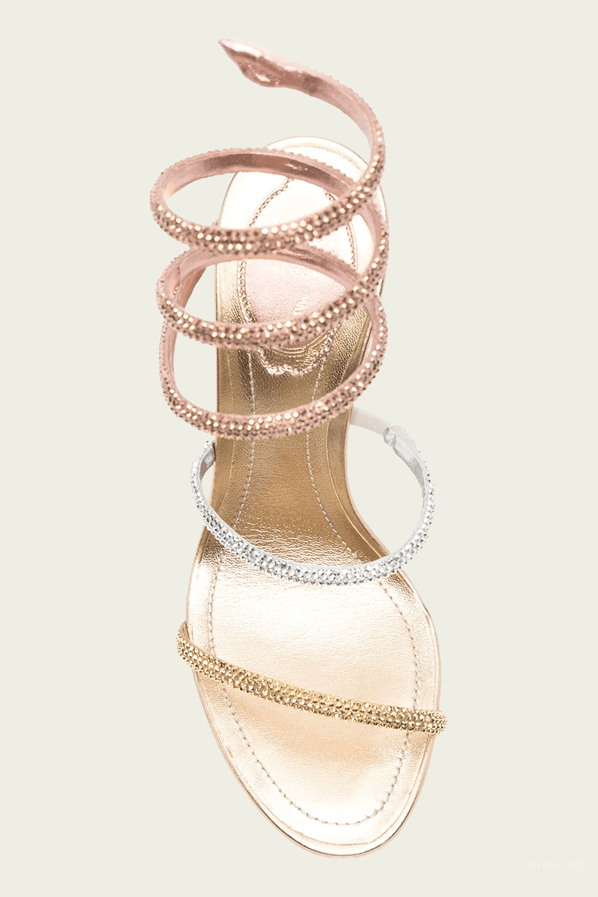 Cleo Tri - Tone Sandal 105 in Gold - shop - olivia.com