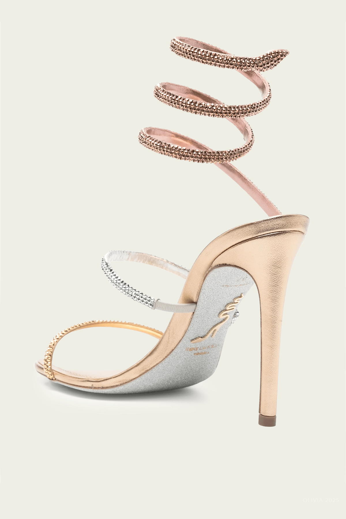 Cleo Tri - Tone Sandal 105 in Gold - shop - olivia.com