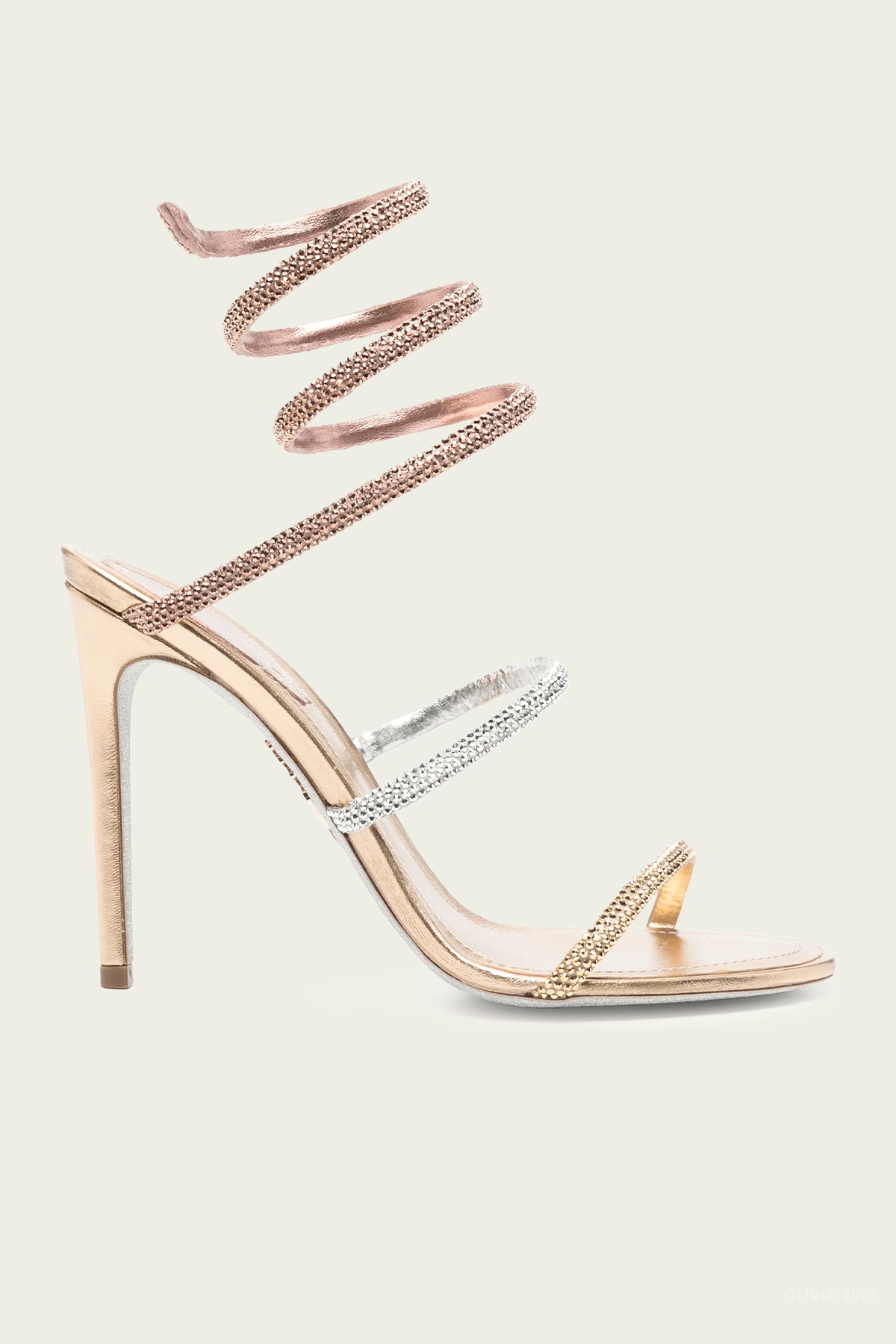 Cleo Tri - Tone Sandal 105 in Gold - shop - olivia.com