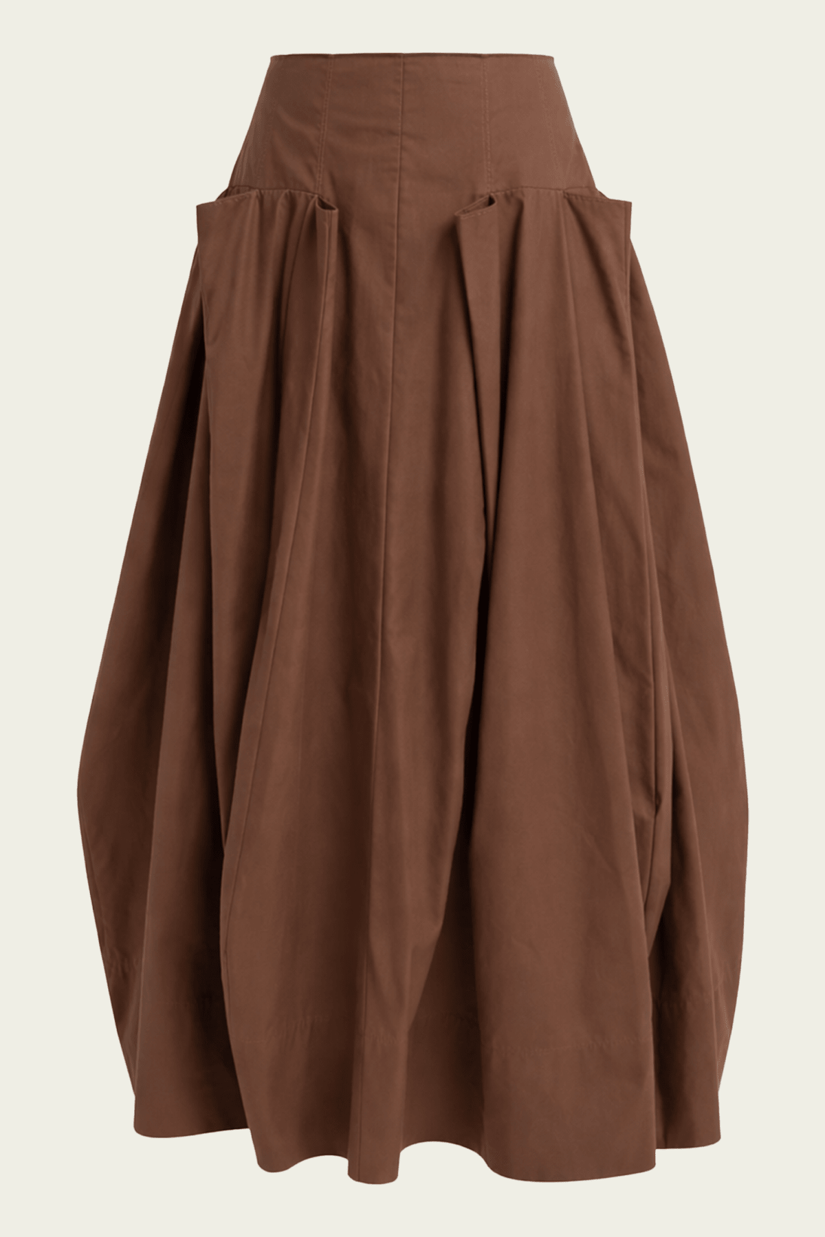 Compact Eco Poplin Pinched Pleat Full Skirt in Sepia Brown - shop - olivia.com