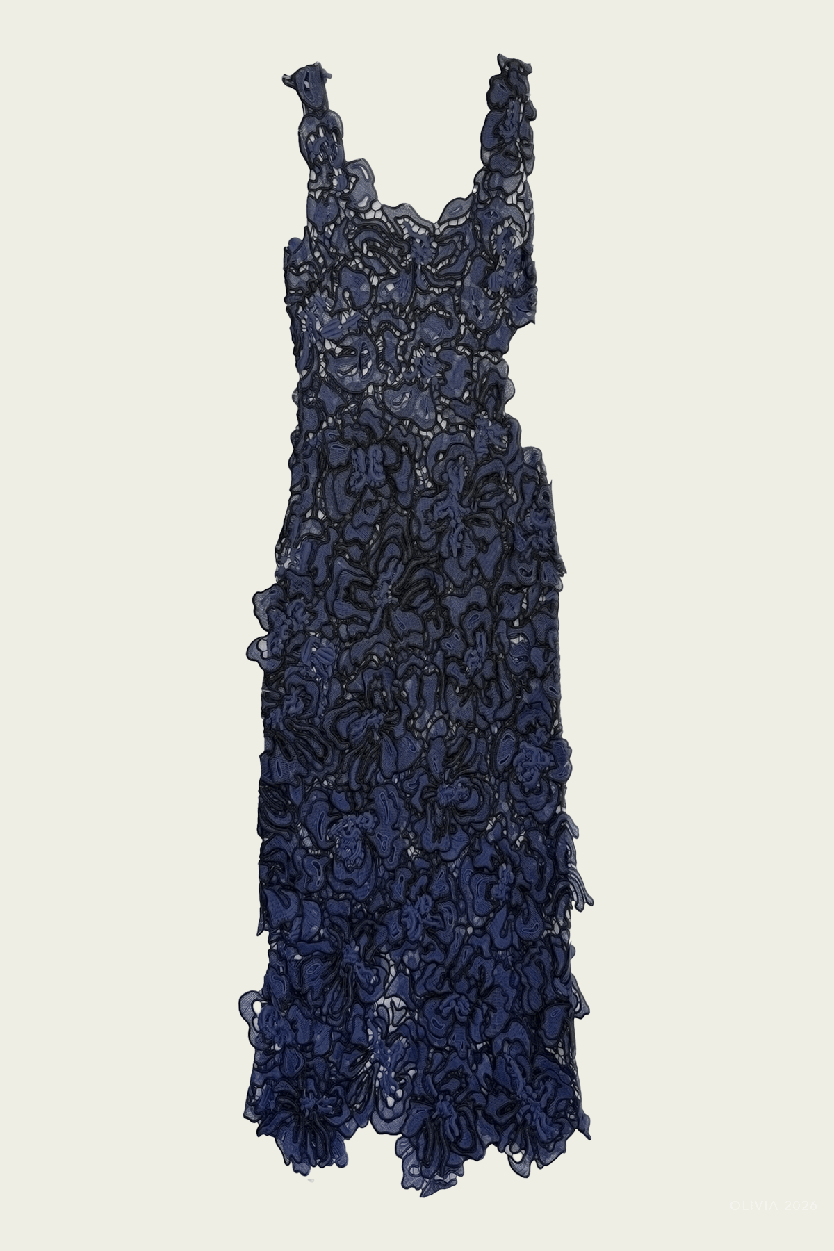 Corinna Lace Midi Dress in Dark Indigo Multi - shop - olivia.com