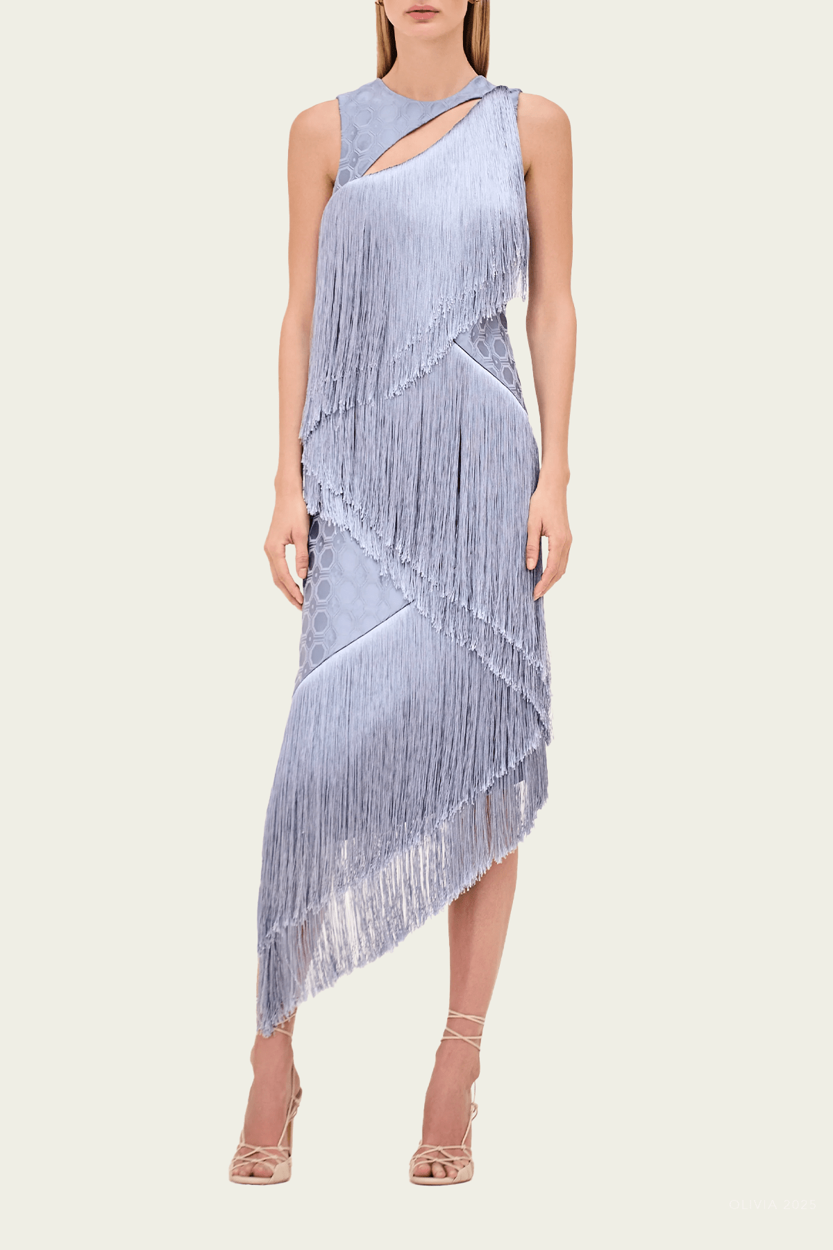 Costa Dress in Blue Jacquard - shop - olivia.com