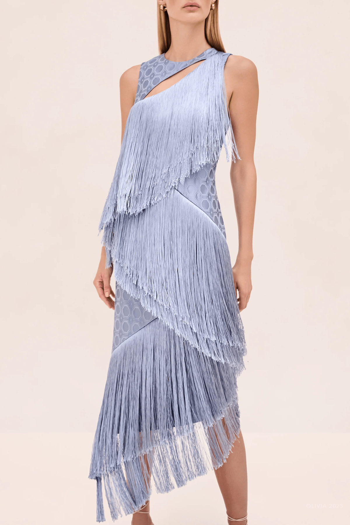 Costa Dress in Blue Jacquard - shop - olivia.com