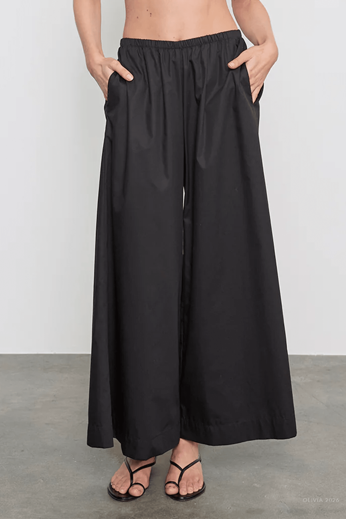 Cotton Cropped Palazzo Pant in Black - shop - olivia.com