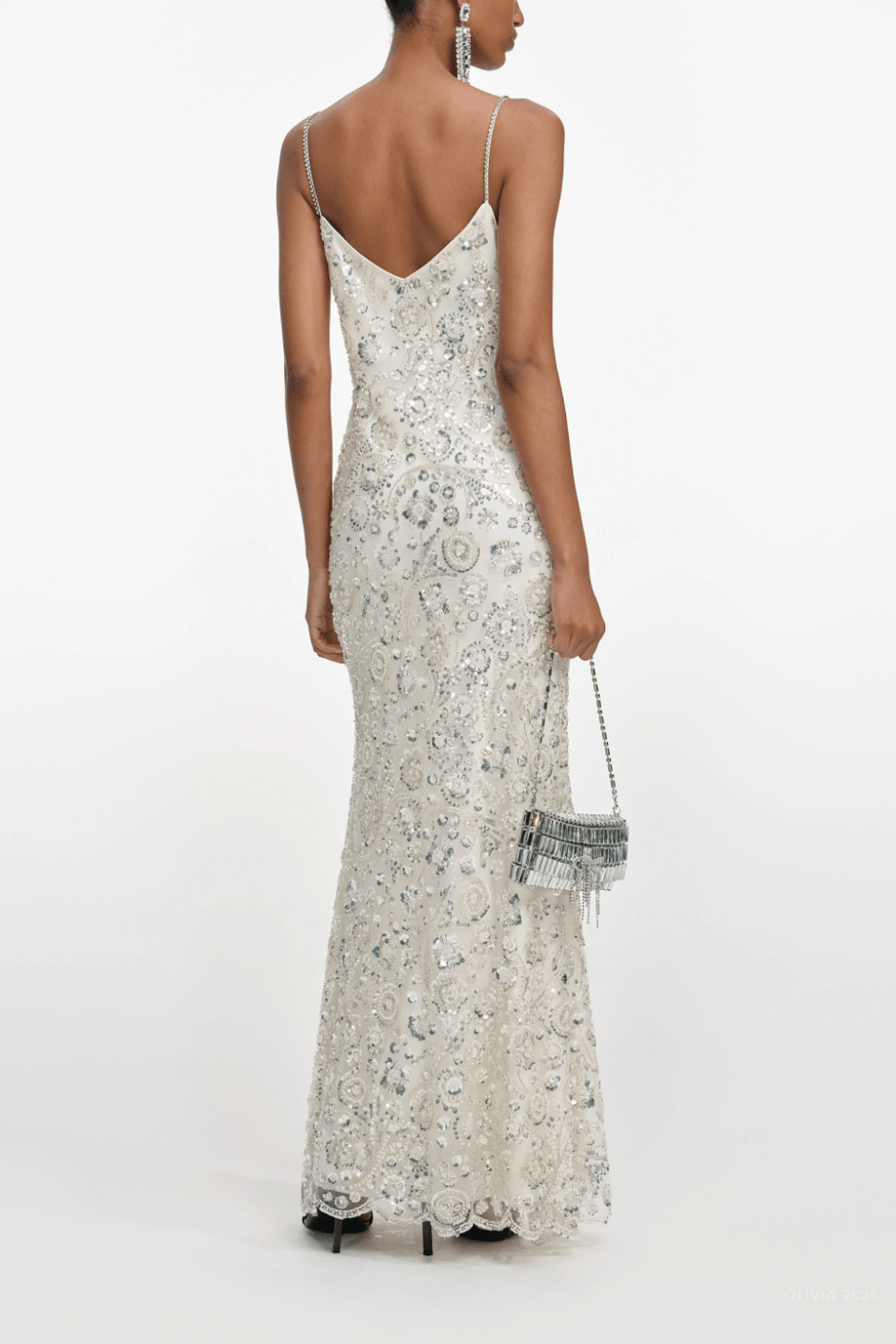 Cream Floral Sequin Maxi Dress - shop - olivia.com